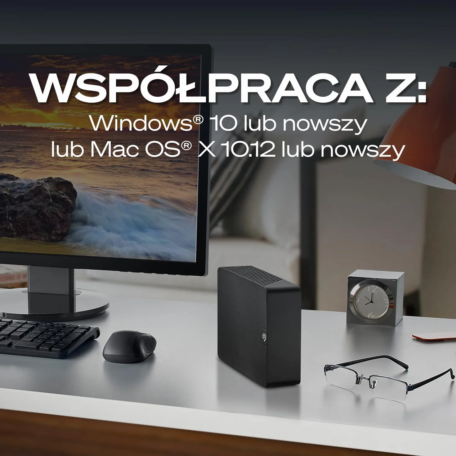 Seagate Expansion Desktop, 10TB, Zewnętrzny dysk twardy Seagate - USB 3.0, Rescue Data Recovery Services (usługi odzyskiwania danych) (STKP10000400)