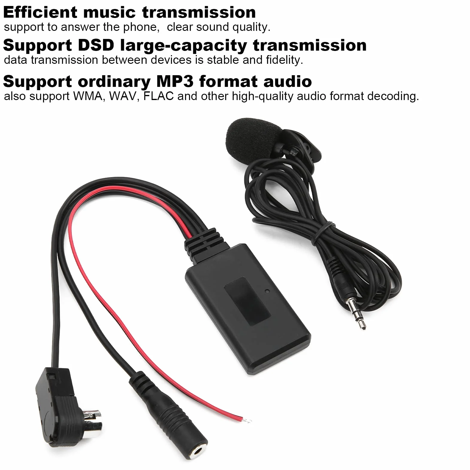 Akozon Adapter Bluetooth AUX, Samochodowy Kabel AUX Bluetooth 5.0 z Mikrofonem Pasuje do Alpine KCA-121B AI-NET CDA-9857 CDA-9886 CDA-117