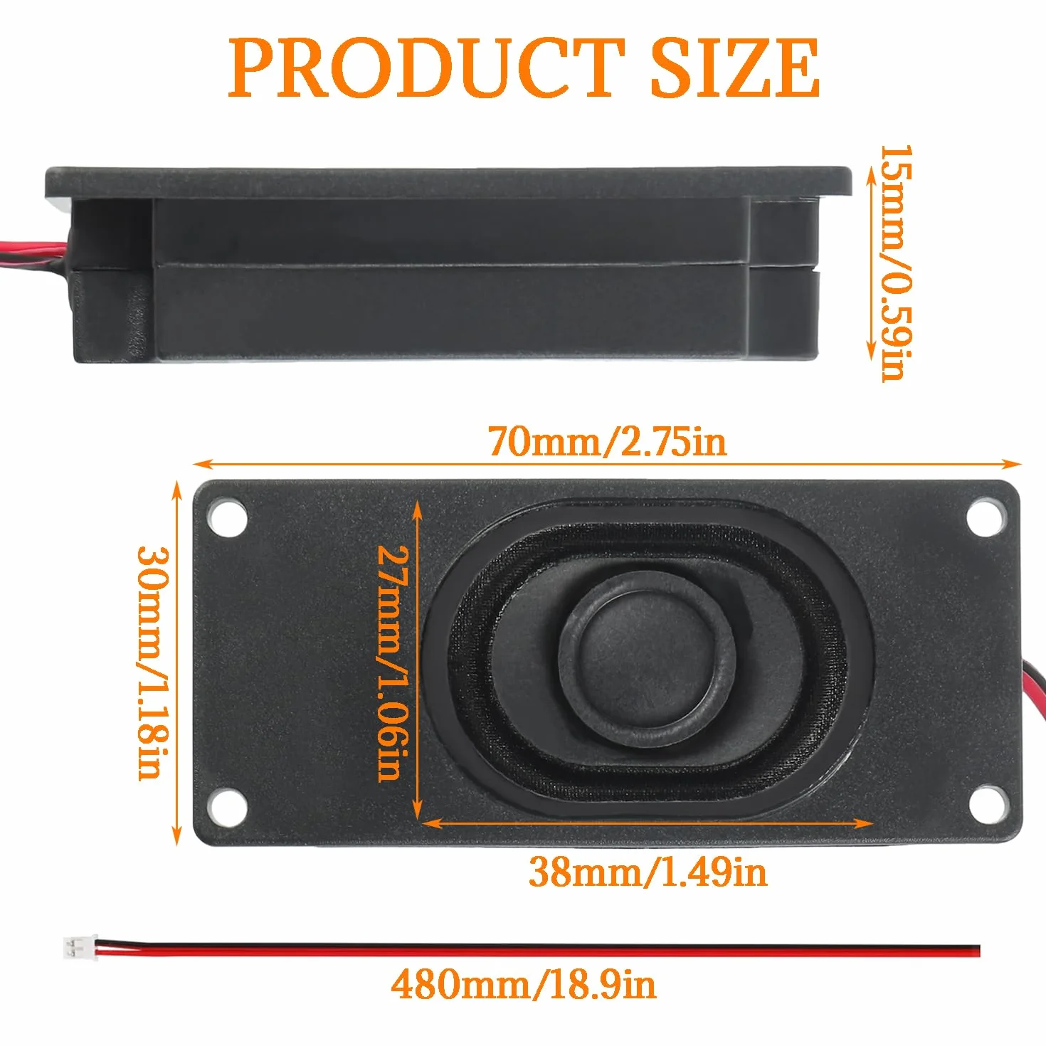 Głośnik 3 W, 8 omów, 3 W, 8 omów, interfejs JST-PH2.0, do płyt głównych, elektronicznych projektów DIY i monitorów LCD TV (4 sztuki)