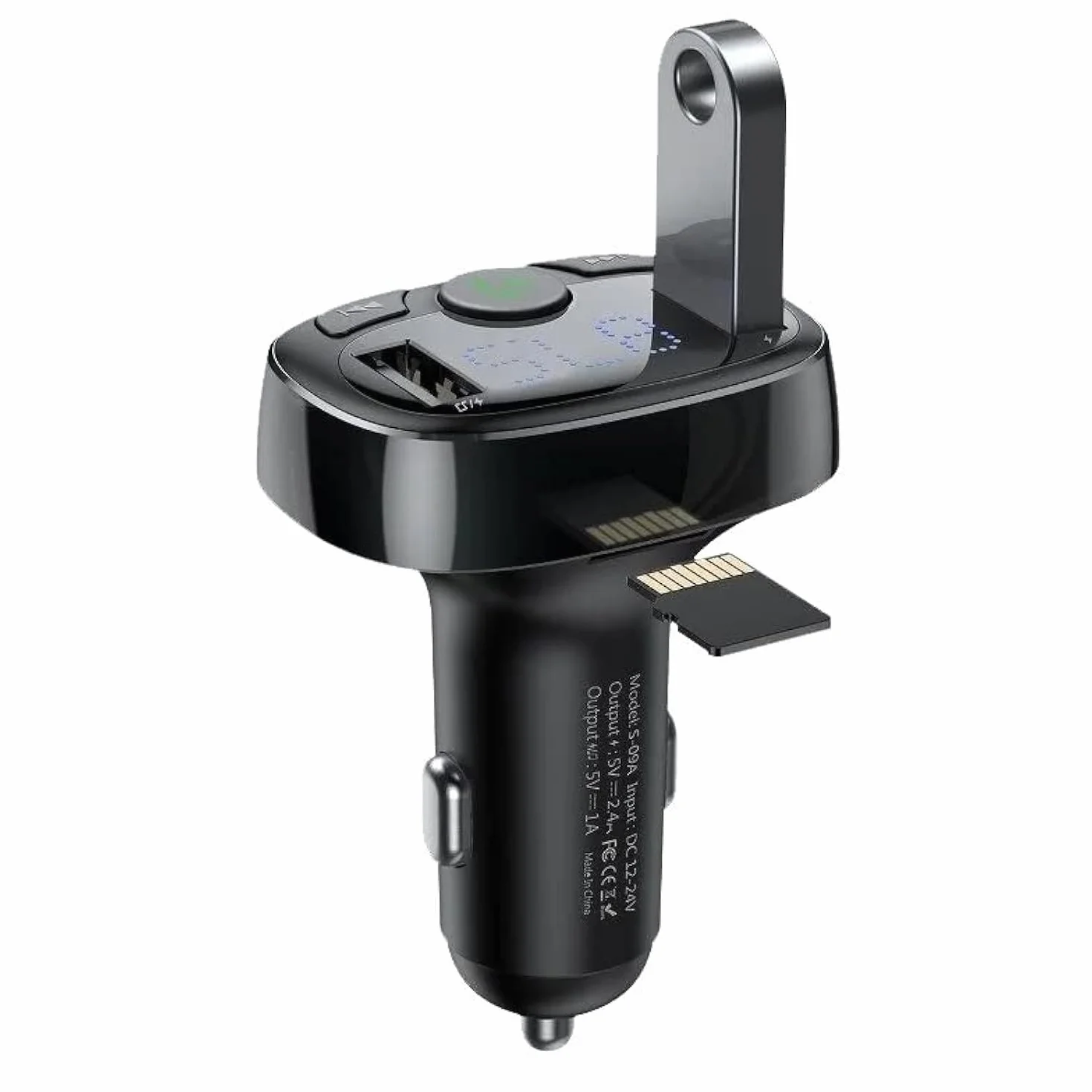 Baseus FM Transmitter T typed Bluetooth 2xUSB microSD (czarny)