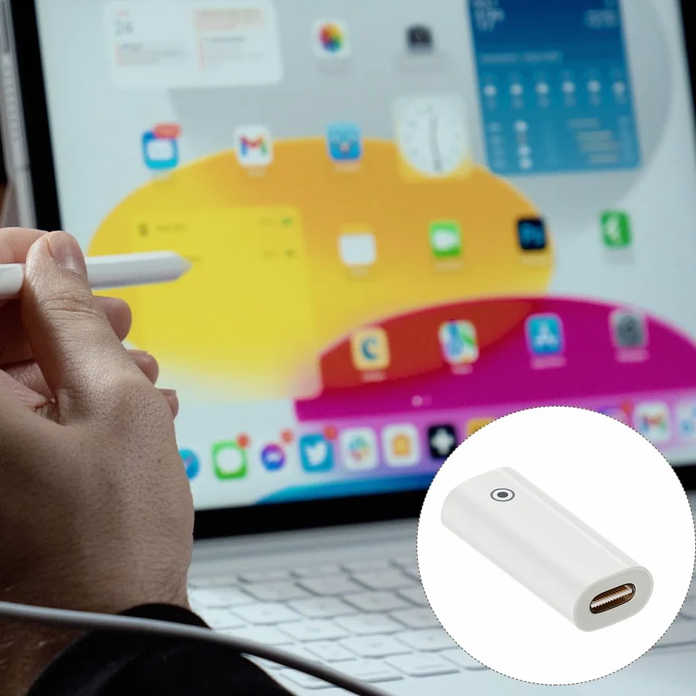 Cerioll USB C Pencil Charger Adapter for Apple Pencil 1st Gen, Charging Adapter Compatible with Apple Pencil, 1 Sztuk, Biały