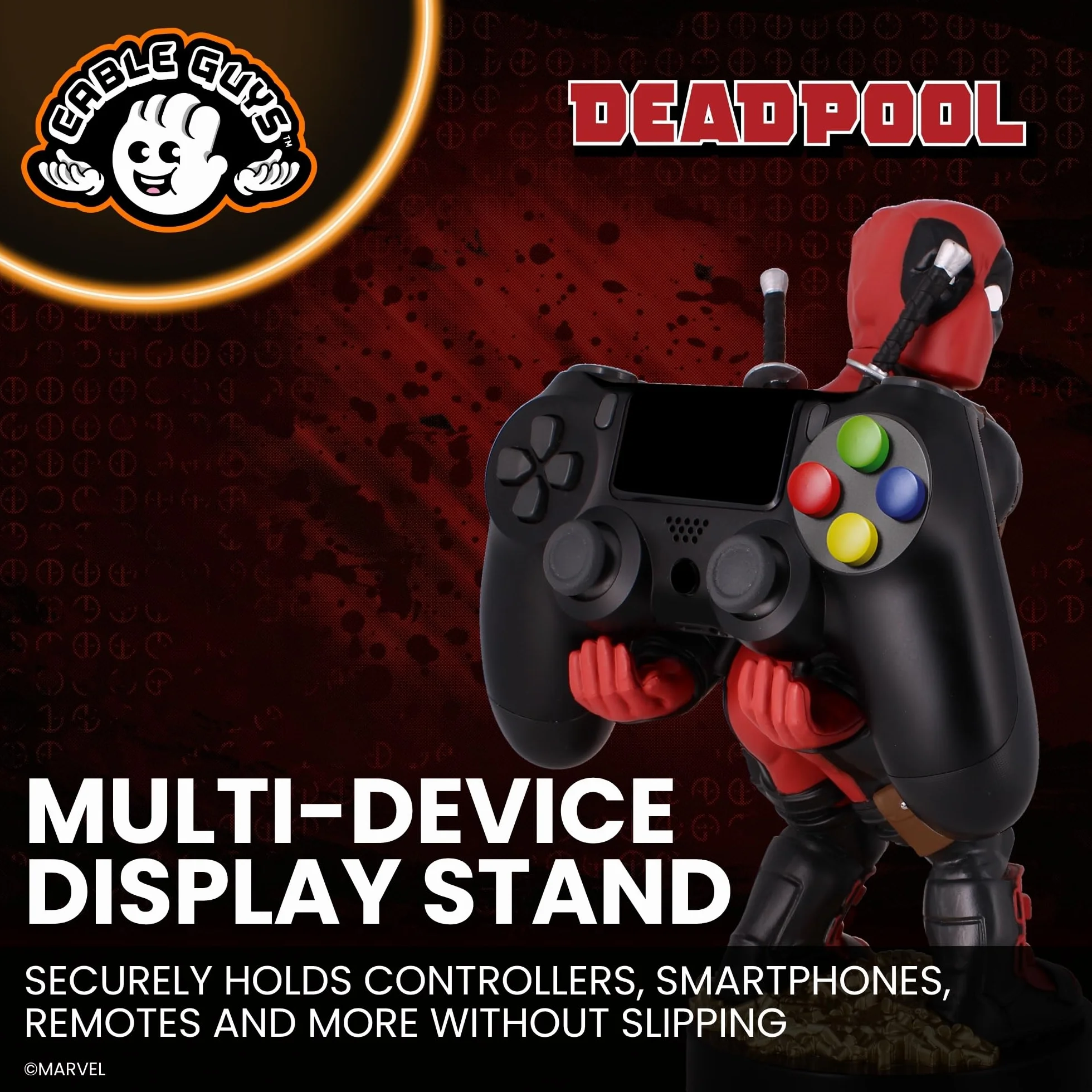 Cable Guys - Rear View Deadpool Marvel Phone Holder & Collectable Desktop Gaming Accessories Holder - Stable Phone Stand for holding Phones/iPhone/Samsung and Most Controllers