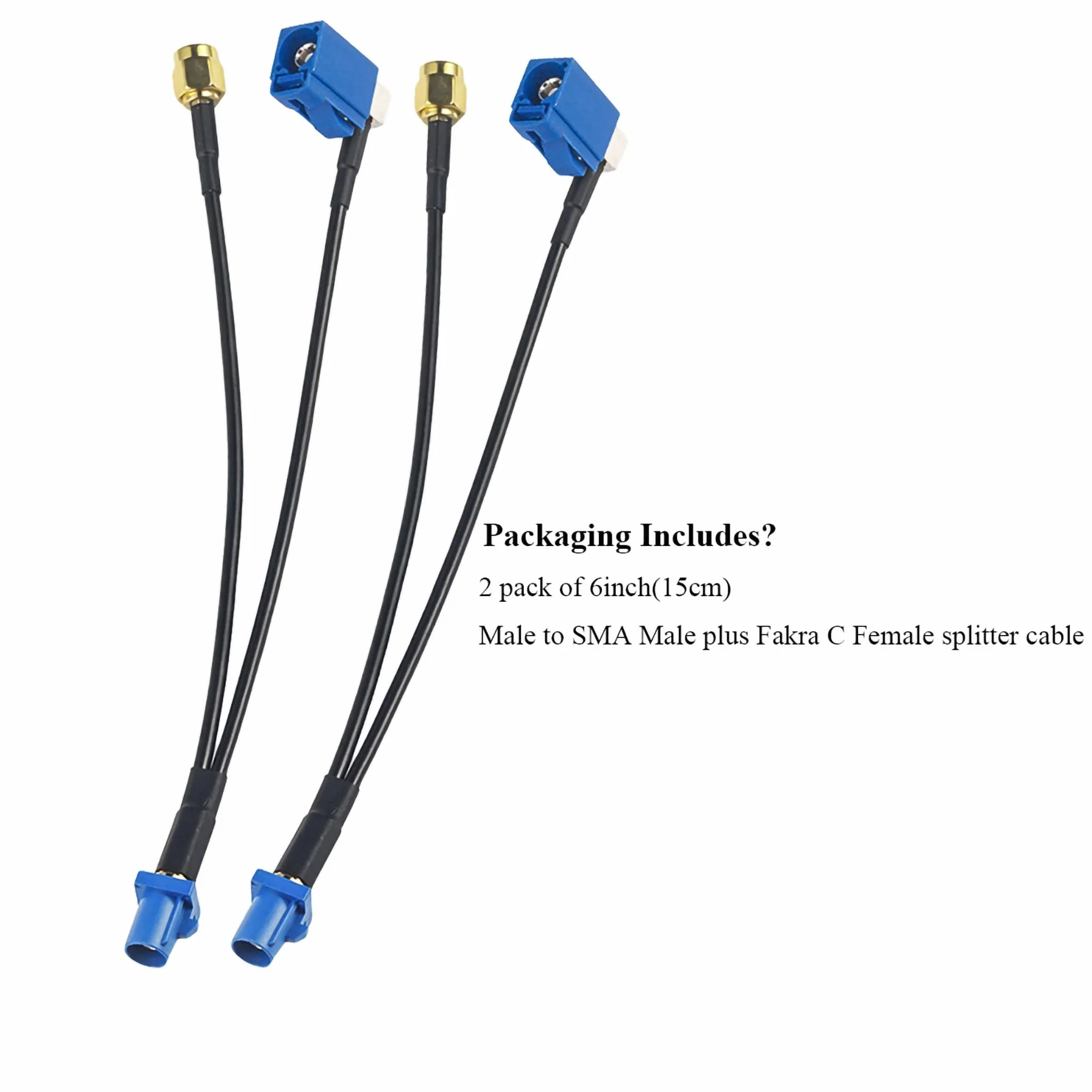 TUOLNK 6-calowy Fakra C męski na SMA męski i Fakra C żeński przedłużacz koncentryczny Kabel koncentryczny RF Splitter Kabel RG174 Pigtail w kształcie litery V Opakowanie 2 szt.