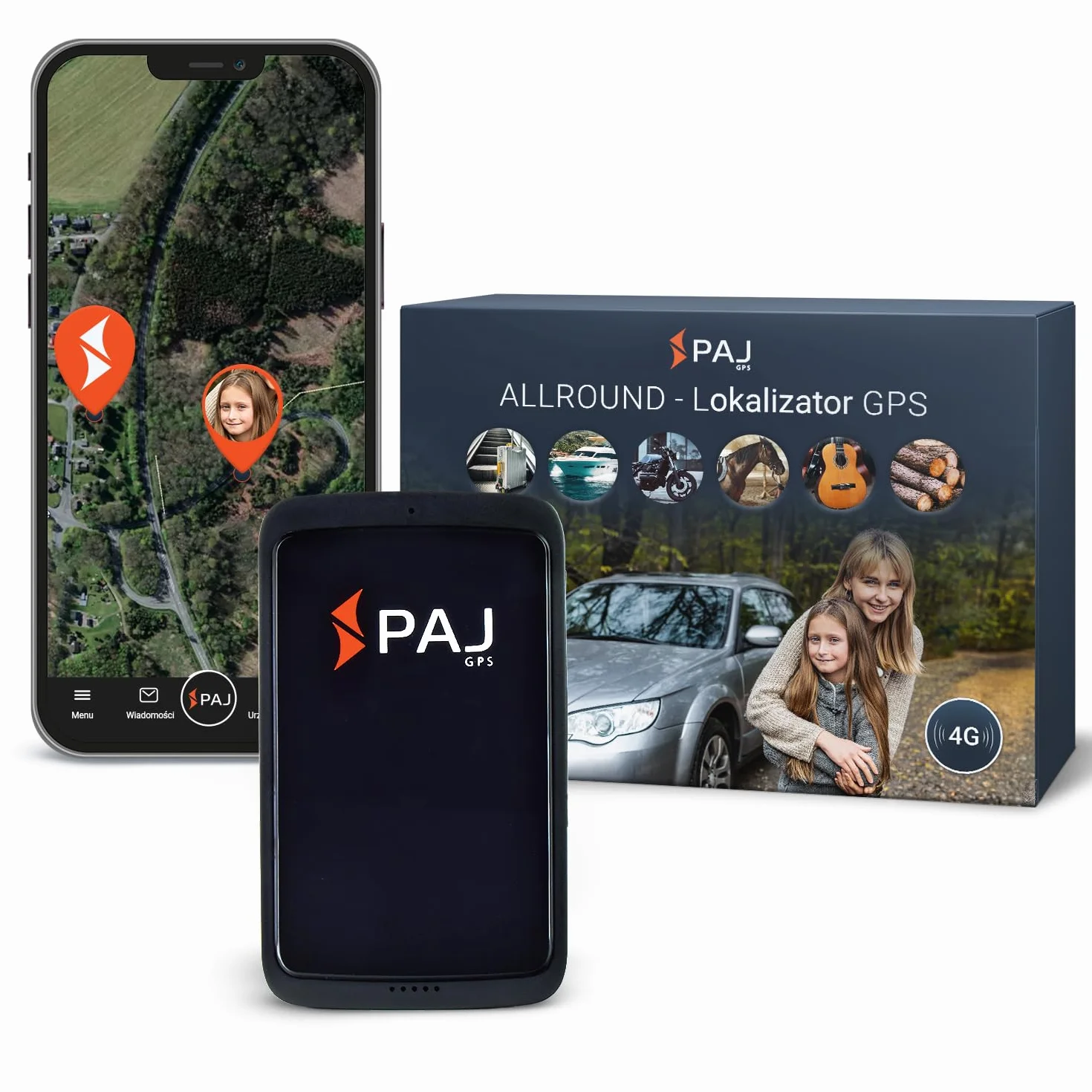 PAJ ALLROUND Finder 4G, Lokalizator GPS do Samochodów, Motocykli, Dzieci, Seniorów i Osób z Demencją - Wiadomości Głosowe - Śledzenie w Czasie Rzeczywistym z SOS - Do 60 Dni Baterii (Standby)