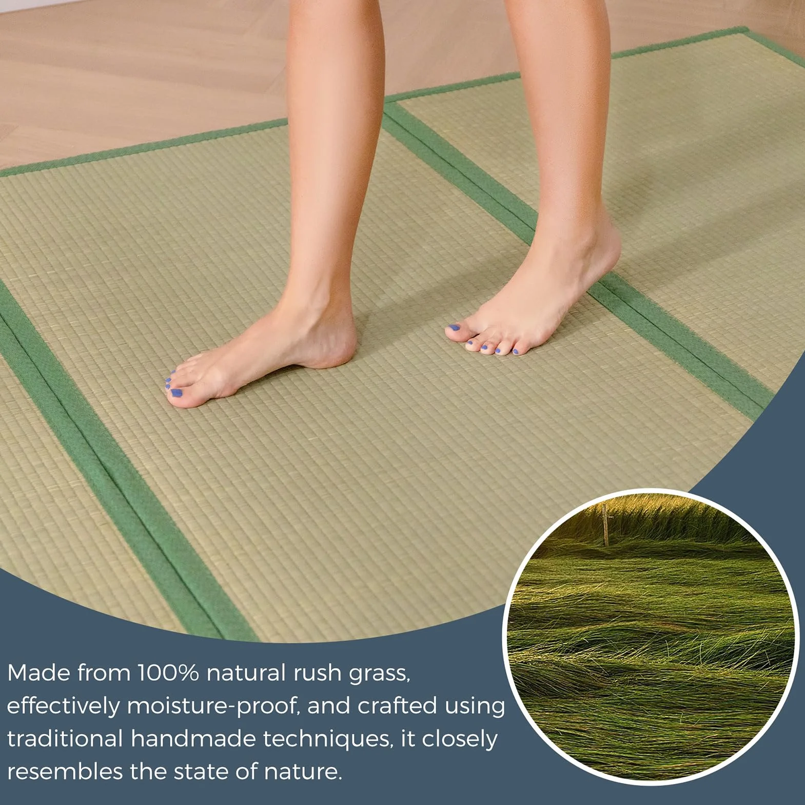 MAXYOYO Tatami mata Shikibuton 200x140x1,2 cm naturalna trawa zapach