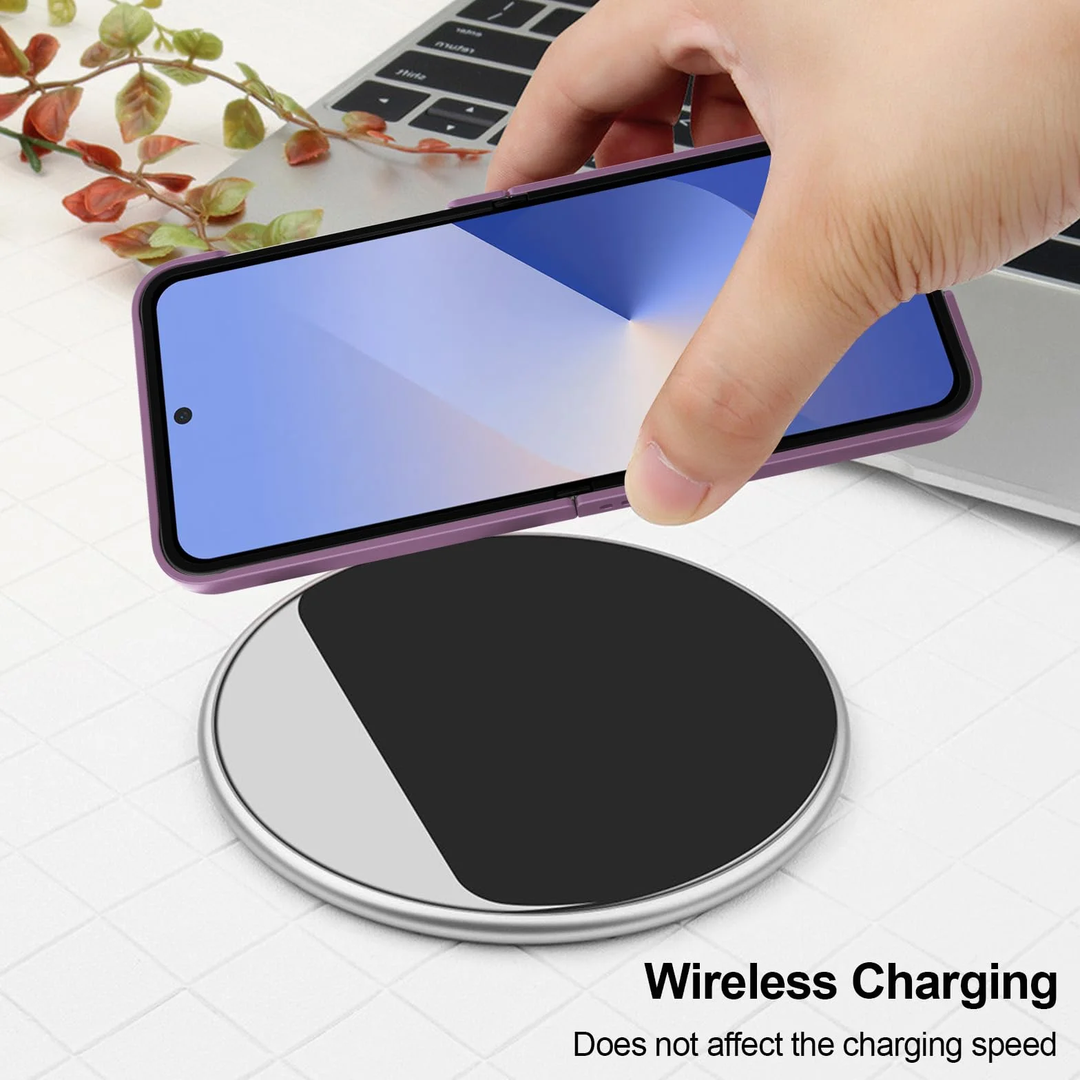 Silikonowy Etui do Samsung Galaxy Z Flip 6, Miękką Wyściółką Wewnętrzną z Mikrofibry, Obiektywem Aparatu Pełna Ochrona, Osłona Odporna na Uderzenia - fioletowe