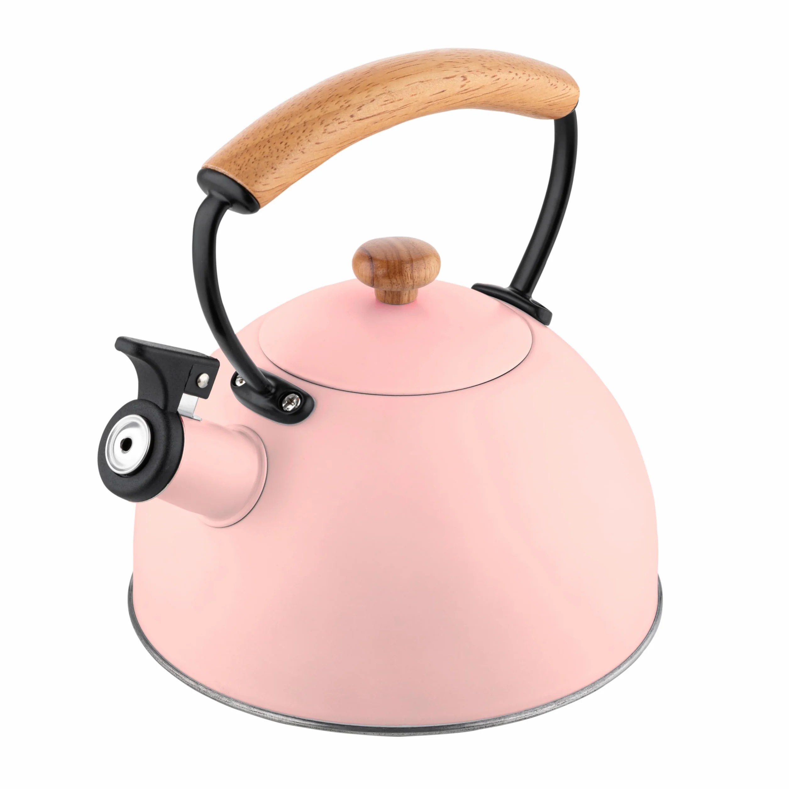 briebe Retro dzbanek indukcyjny gwizdek 2,3 l, napary, czajnik ze stali nierdzewnej, wszystkie rodzaje kuchenek, płyta ceramiczna, gaz, drewniany uchwyt zimny dotyk, vintage design, herbata, pastelowy