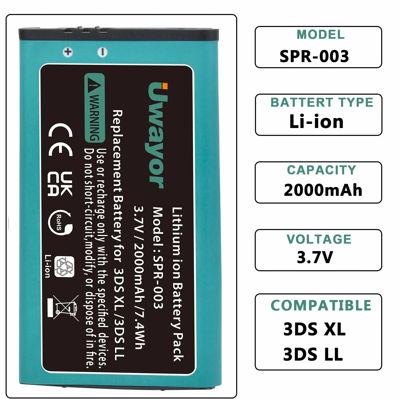 3DS XL akumulator wielokrotnego ładowania SPR-003 2000 mAh akumulator litowo-jonowy do Nintendo 3DS XL New 3DS XL 3DS LL Gamepad Joypad