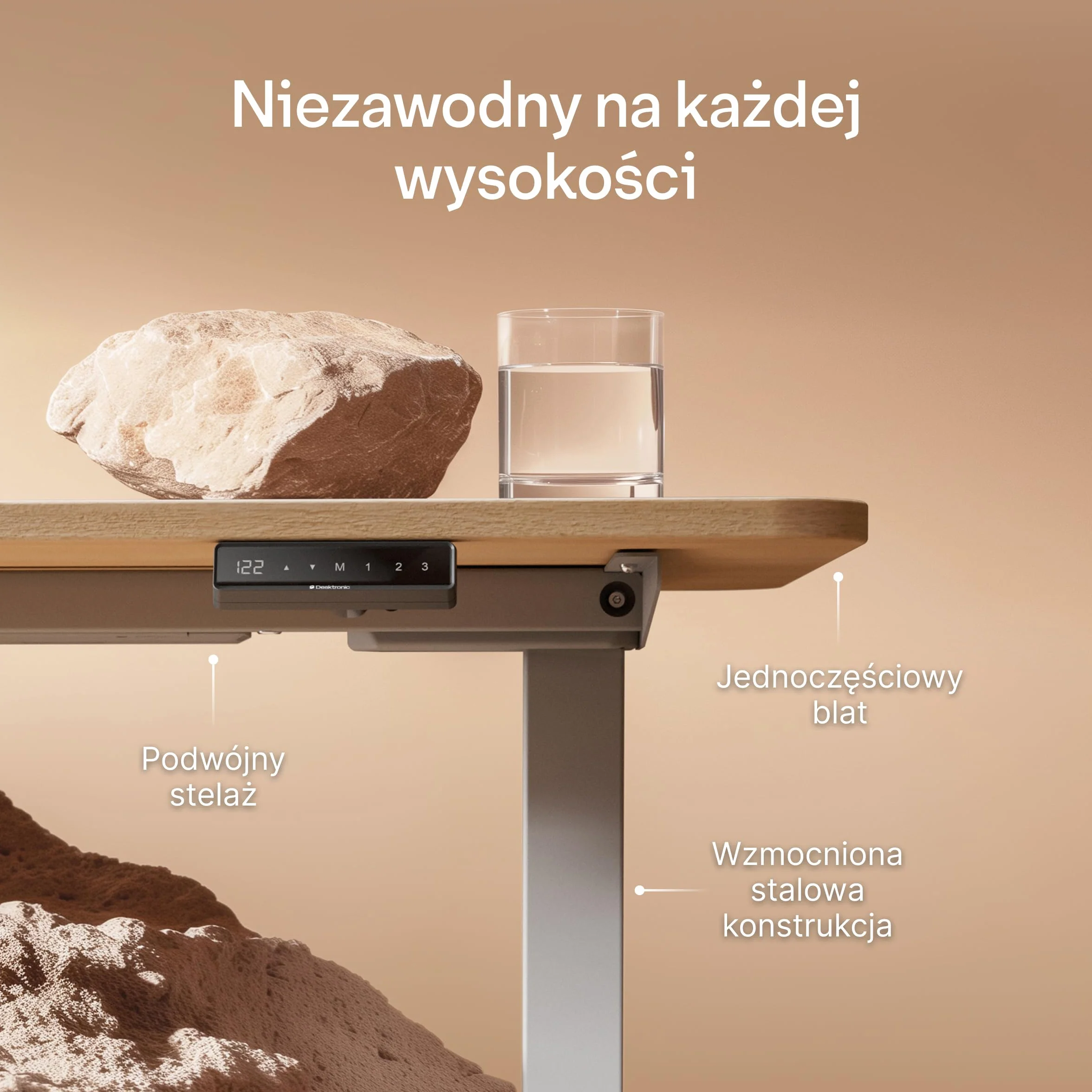Desktronic biurko z regulacją wysokości (160 x 80 cm) – biurko do siedzenia i stania z gniazdami do ładowania – biurko z regulacją wysokości, elektryczny ekran dotykowy i stalowe nóżki