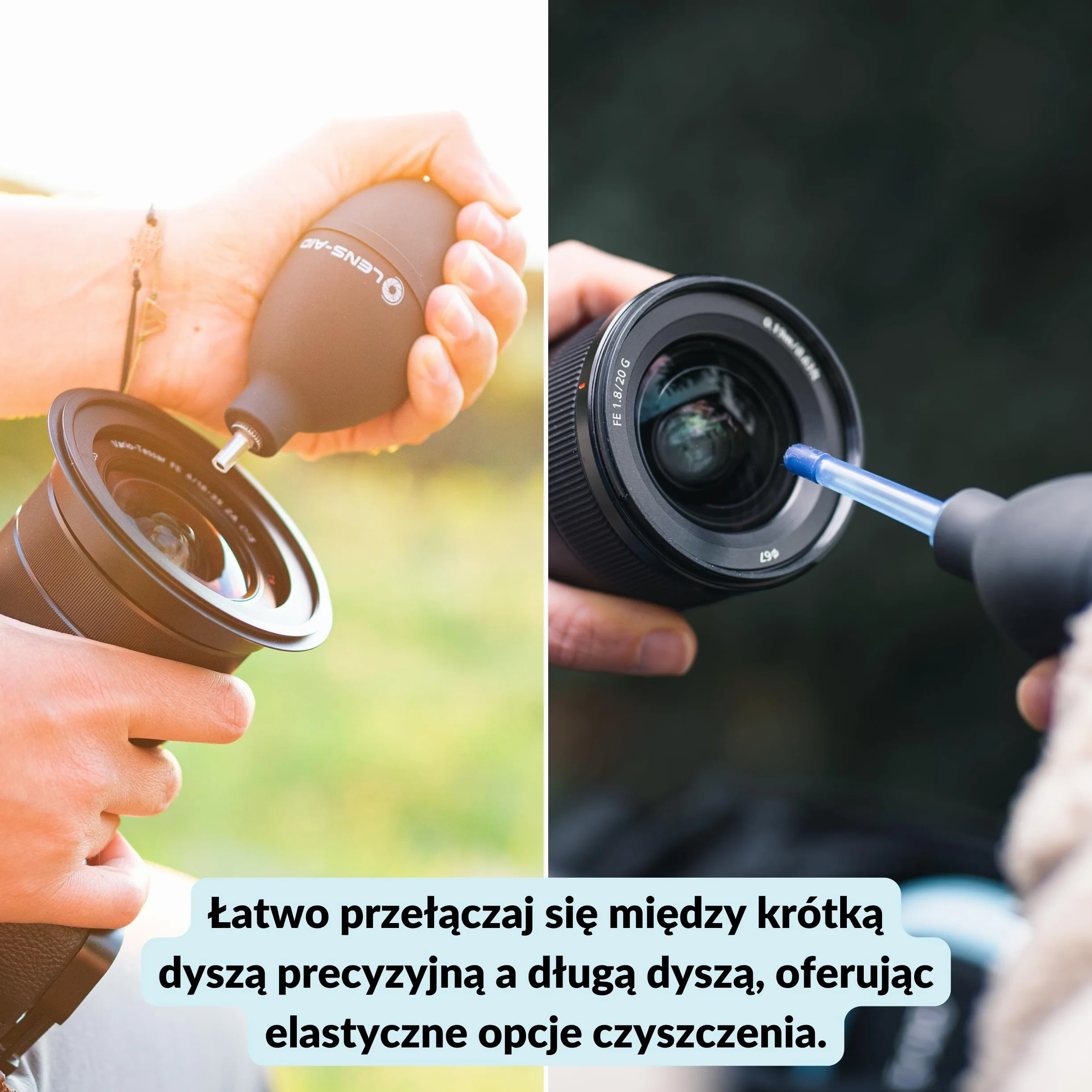 Lens-Aid Gruszka Powietrzna – Air Blower z 2 Dyszami i Gumową Końcówką – Do Czyszczenia Sensora, Obiektywu, Ekranu, Klawiatury – Mocny Strumień Powietrza, Bezpieczne Czyszczenie Sprzętu