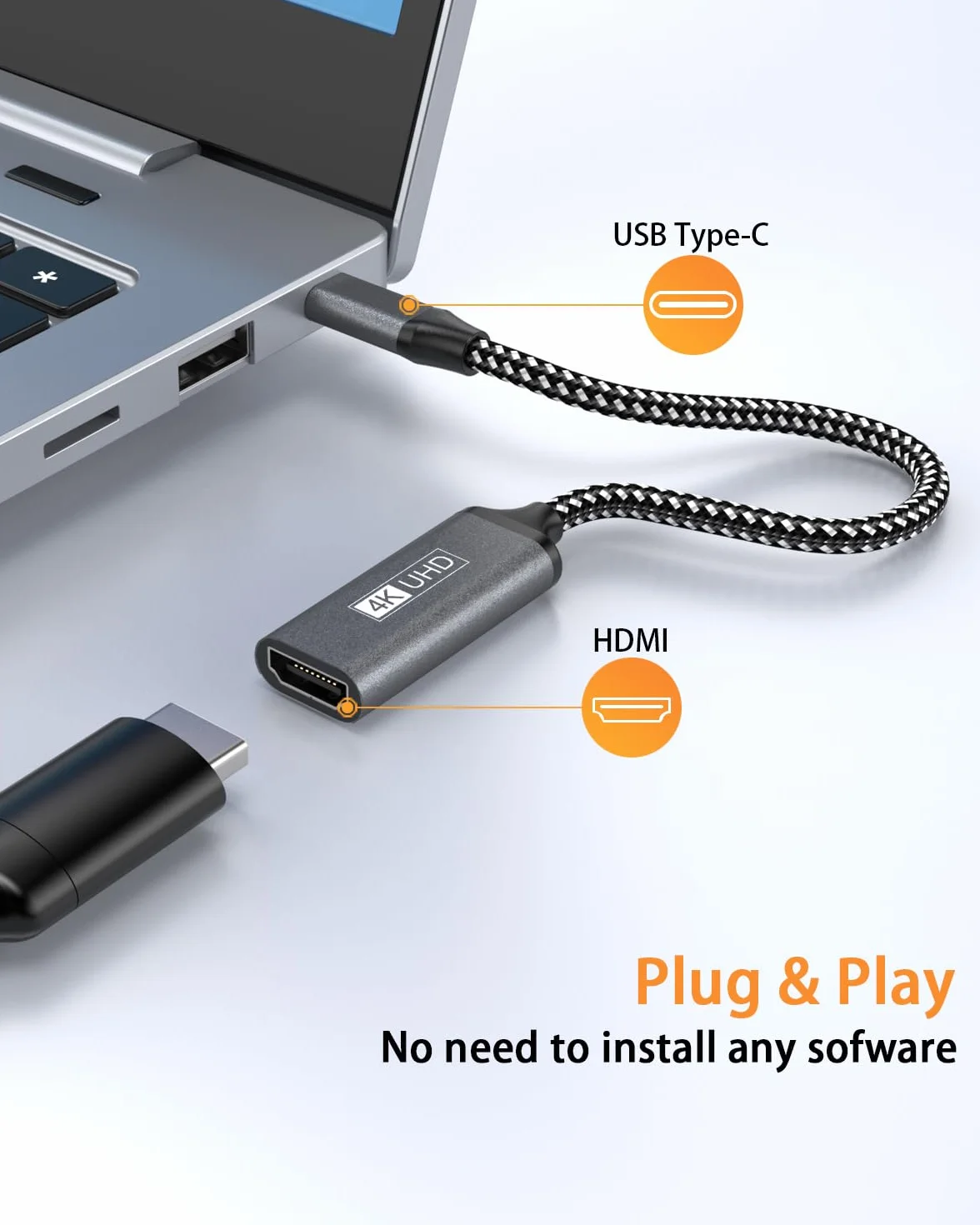 Adapter USB C na HDMI, HDMI na USB C 4K adapter Thunderbolt 3 do HDMI, kompatybilny z iPhone 16/15Pro Max, MacBook Pro/Air, Surface Pro, Pixelbook, iPad Pro, XPS, Samsung Galaxy S/Note Huawei Mate