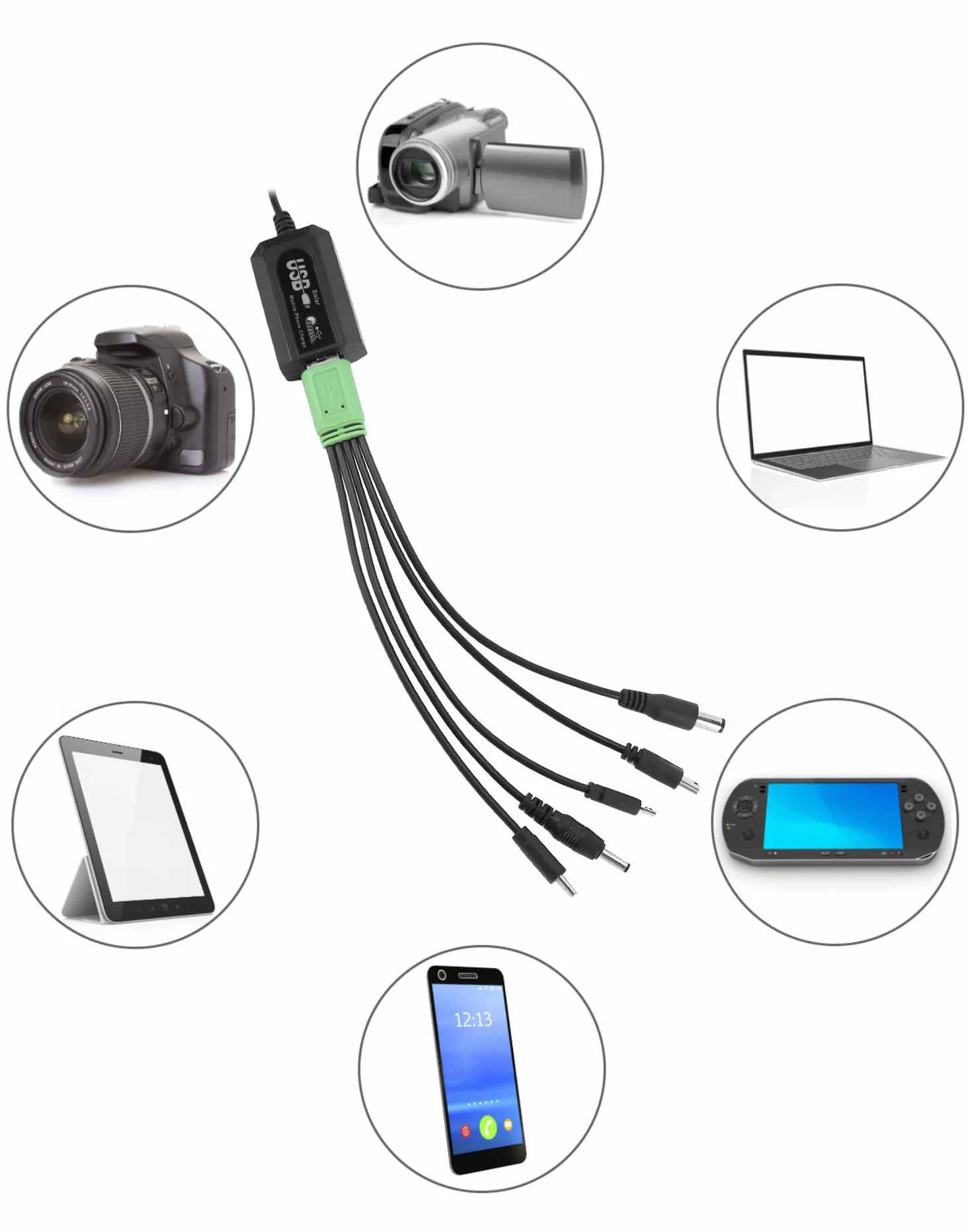 QWORK®Ładowarka słoneczna do telefonów komórkowych Mini USB Panel słoneczny do aktywności na świeżym powietrzu — 8 W 1,6 A 6/12 V — IP65 Wodoodporny