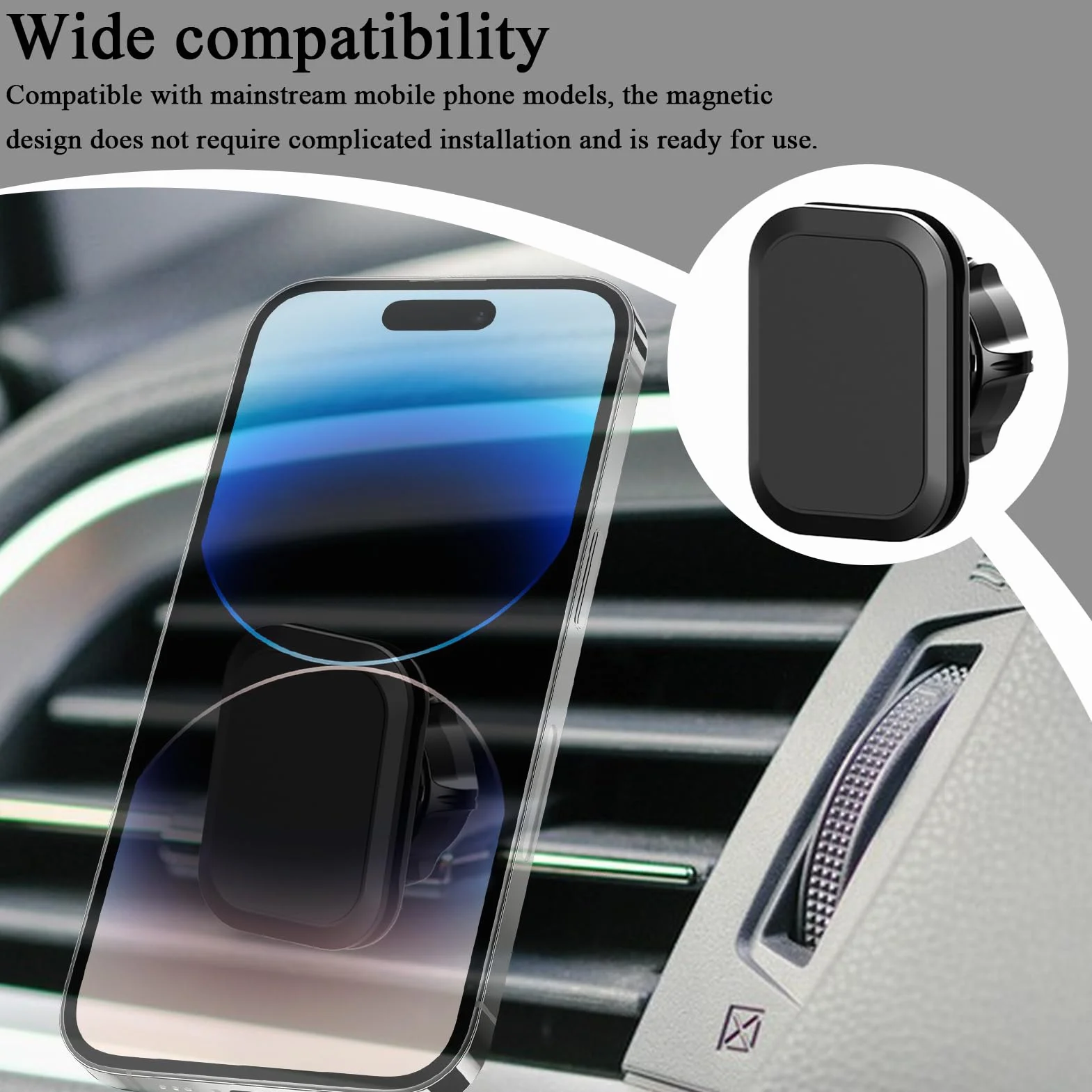 Magnetic Car Telephone Holder, Ball Head Phone Holder, Joint Replacement Base, Automobile Cradles, 17mm & Easy to Install, Sturdy Stand, Black, Ideal for Men and Women