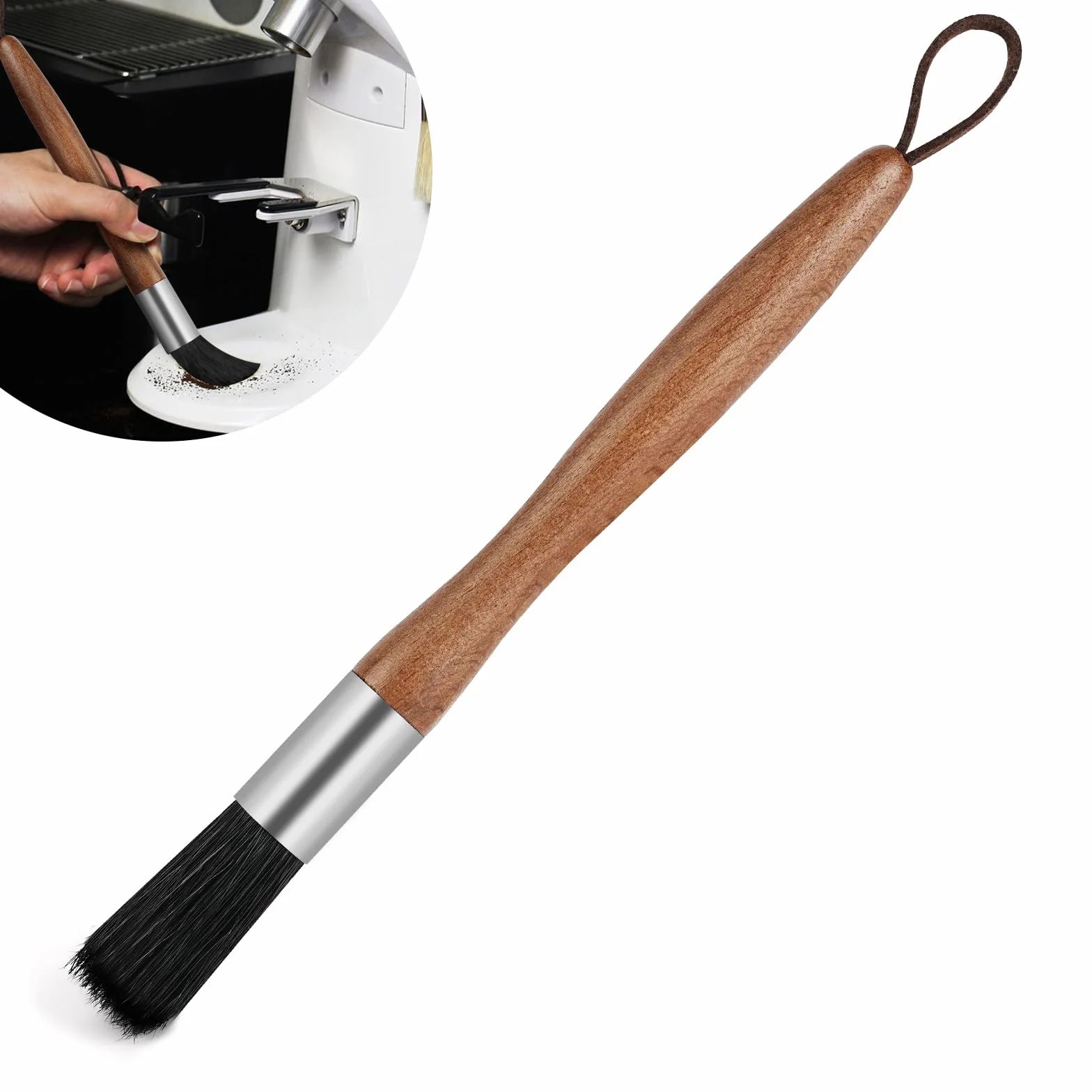 Szczotka do kawy Vicloon z naturalnym włosiem 3,5 cm drewniany uchwyt
