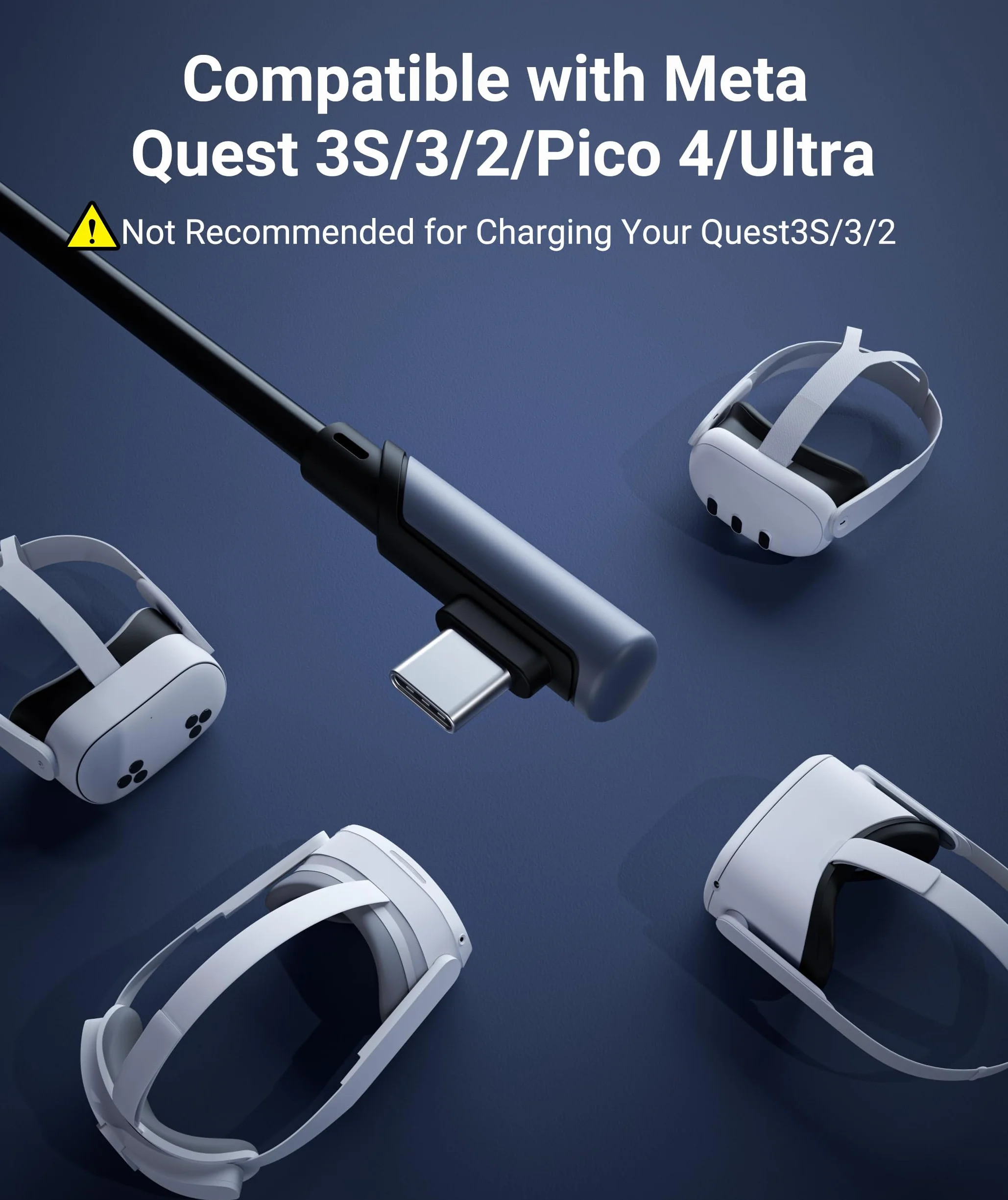 Syntech Kabel łączący, 6 m, kompatybilny z Oculus/Meta Quest 3/Meta Quest 3S, Quest2/Pro/Pico 4/Ultra akcesoria i PC/SteamVR, szybki transfer danych PC, kabel USB 3.0 na USB C do zestawu słuchawkowego