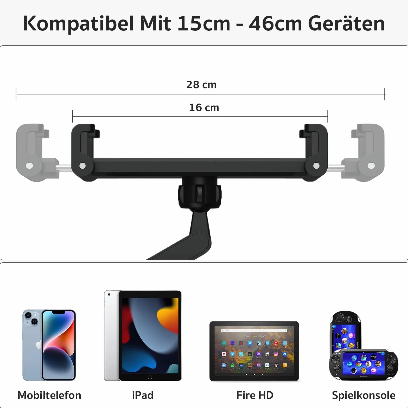 Lifeant Samochodowy Uchwyt na Tablet i Zagłówek - Idealny do iPadów, Samsung Tab, Smartfonów o Przekątnej Ekranu 4,5-14"