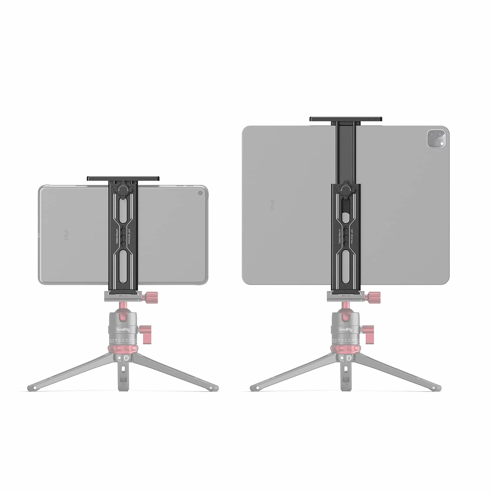 SMALLRIG 2930 metalowy uchwyt do statywu iPada, adapter monta?owy z 2 zimnymi butami, ?ruba 1/4", p?ytka do Acra, do iPad mini Air Pro Surface Pro (7,9 cala do 12,9 cala), uniwersalny zacisk tabletu