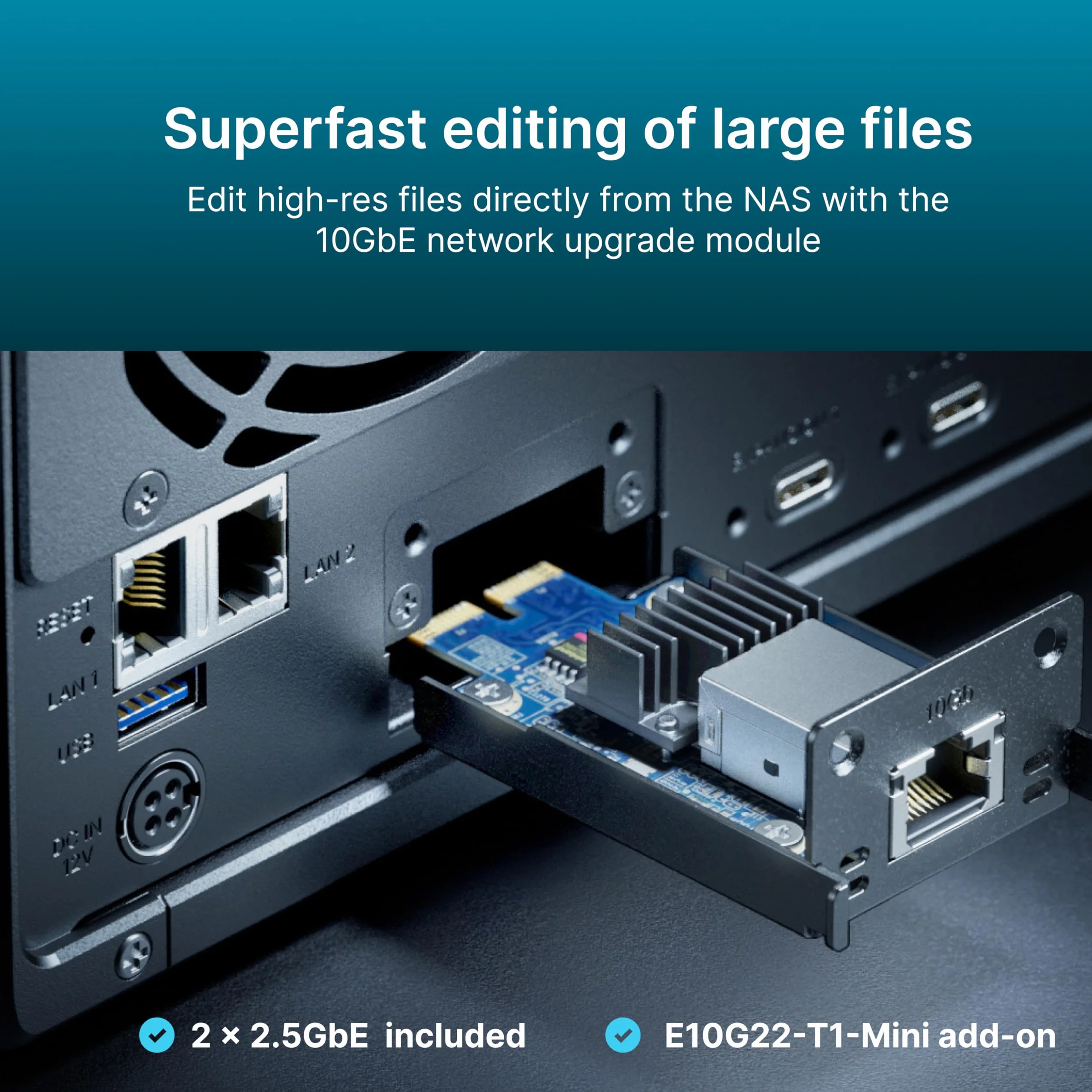 Synology Rozszerzalny zestaw NAS z 5 wnękami, DS1525+ AMD RyzenCPU z pamięcią 8 GB, użytkownicy standardowi 2,5 GbE, autoryzowany sprzedawca krajowy, Field Lake, obsługa telefonu, DiskStation
