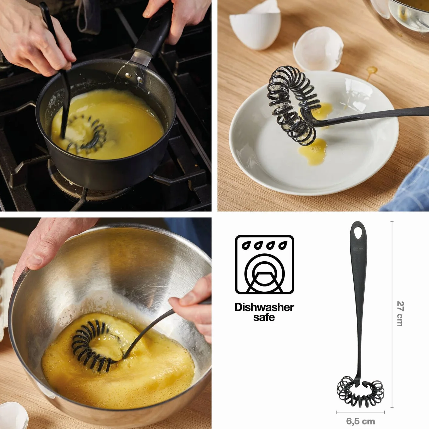 Fiskars Spiral Whisk, długość: 27 cm, Ø 7 cm, Essential, plastik, czarny, 1065596