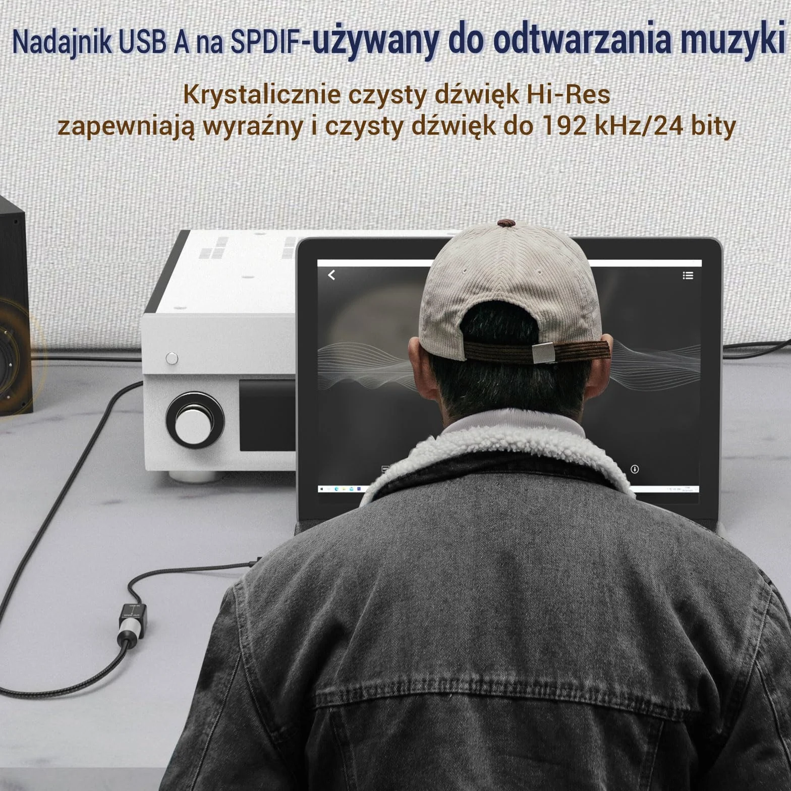 Cubilux USB A do TOSLINK Optyczny adapter audio, jednokierunkowy konwerter cyfrowy USB typu A na SPDIF, nadajnik S/PDIF TYLKO do komputera przenośnego, NIE do telewizora ani innych urządzeń