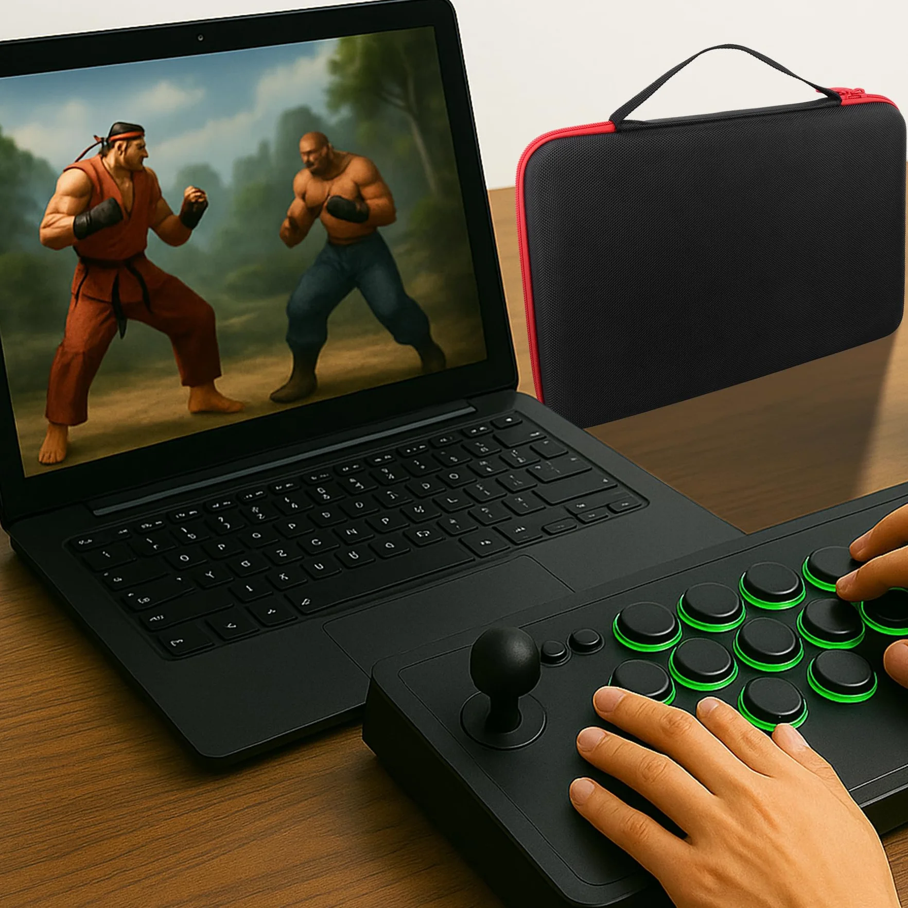 co2CREA Etui zastępcze do 8BitDo All-Button Arcade Controller do Switch i Windows (czarna obudowa + czerwony zamek błyskawiczny)
