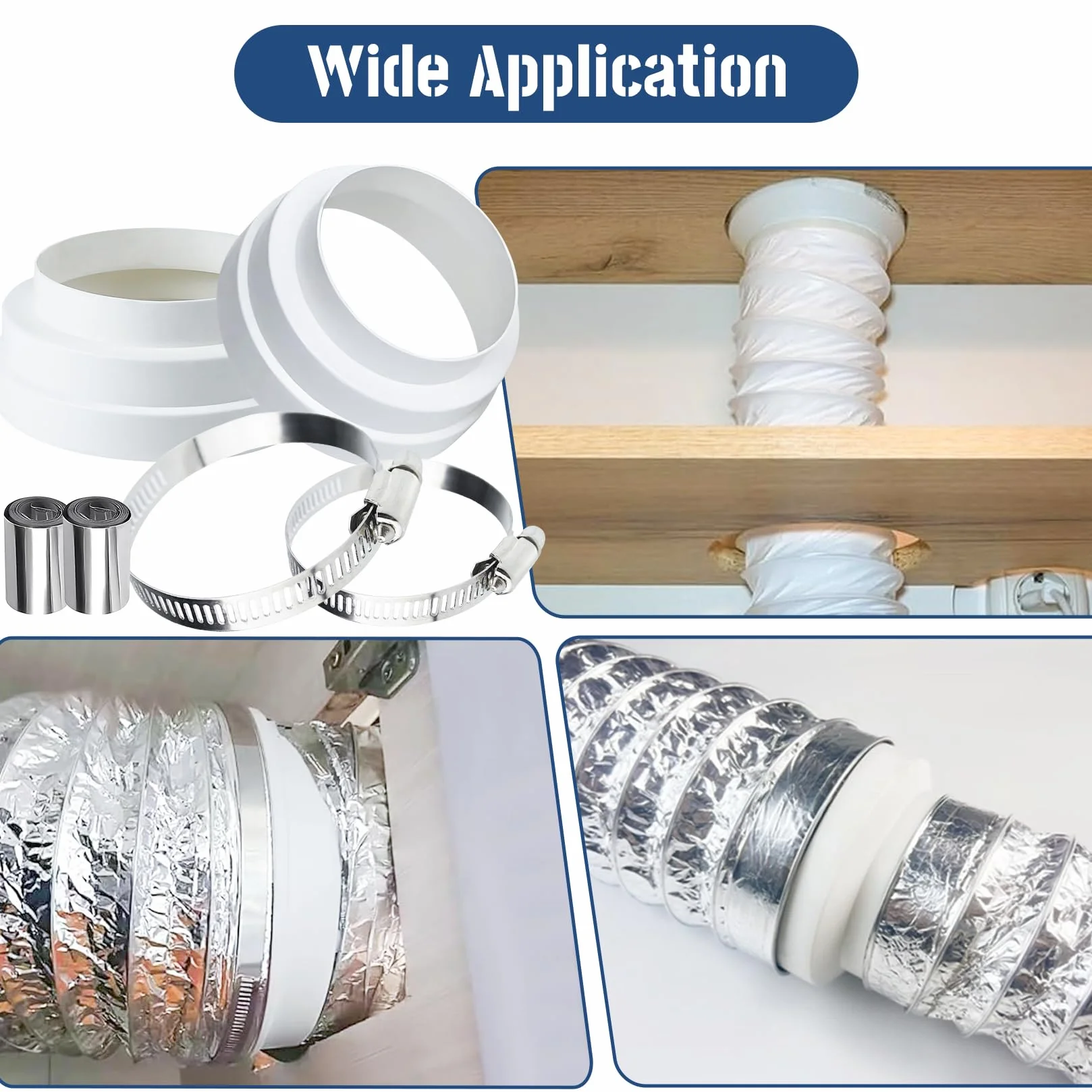 Adapter do węża wylotowego 120-160 mm, łącznik redukcyjny, stal nierdzewna, folia aluminiowa