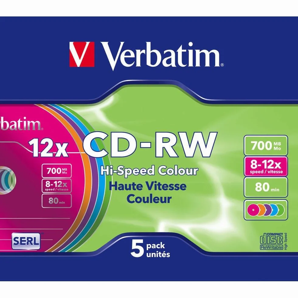 Verbatim 1182476 Płyta Cd-Rw, Srebrny, 5 szt.