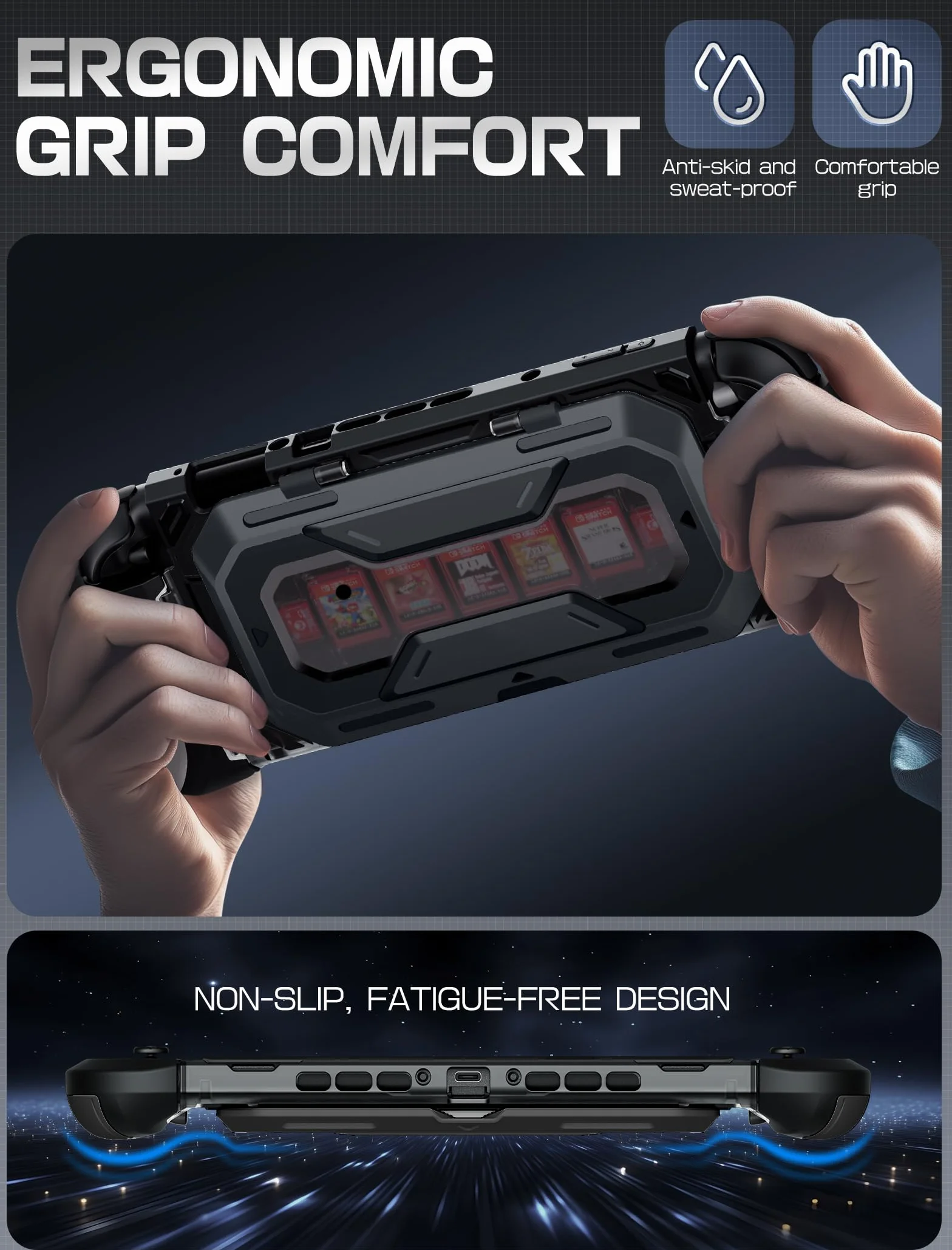 Mumba Etui do Nintendo Switch 2 (2025) z klapką [Tytan] Ochrona przed zamykaniem ergonomiczny uchwyt, szybkie wyjmowanie Joy-Con, 7 kart trzymania, akcesoria do przełącznika 2, czarne