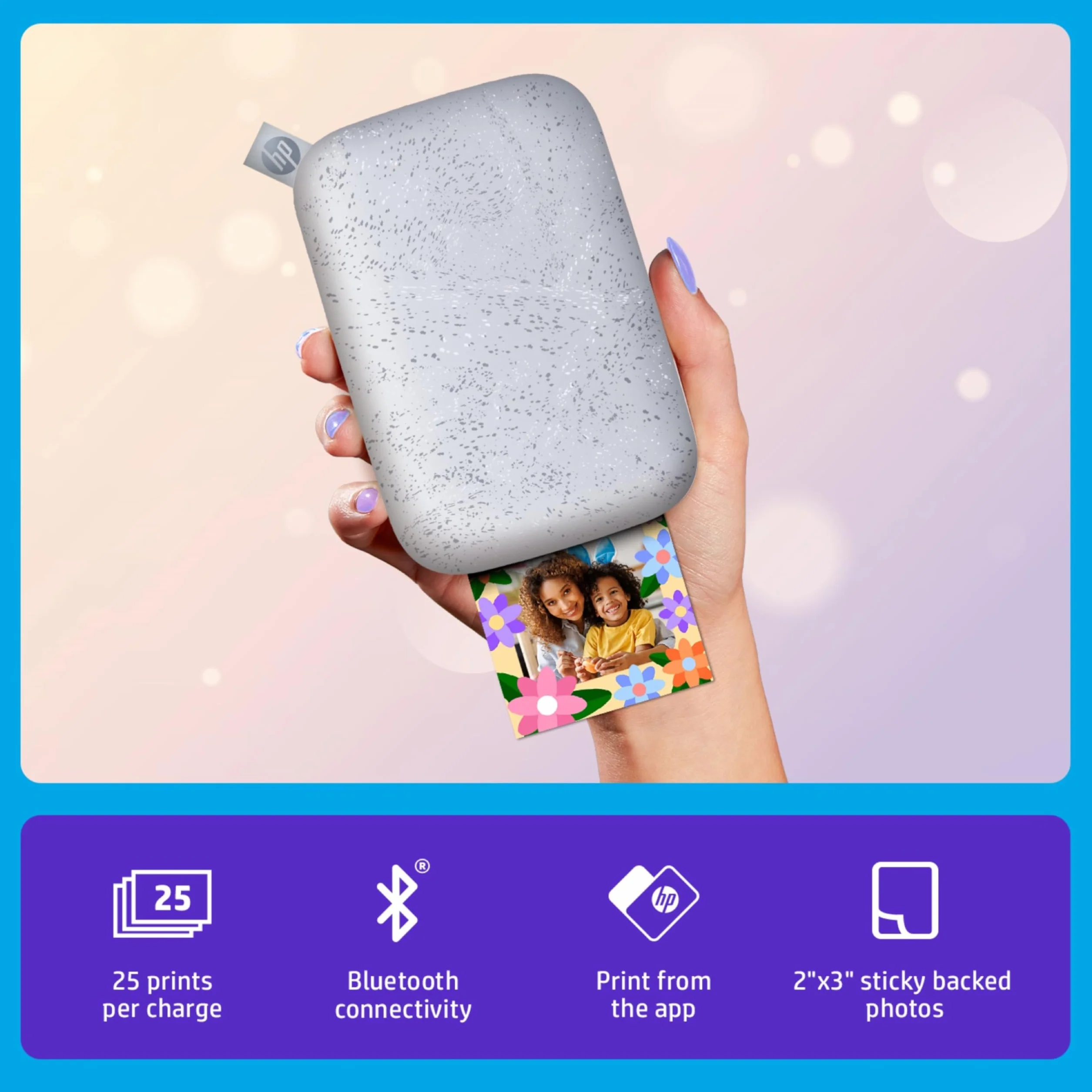 HP Sprocket przenośna drukarka fotograficzna, 5,1 x 7,6 cm, biały
