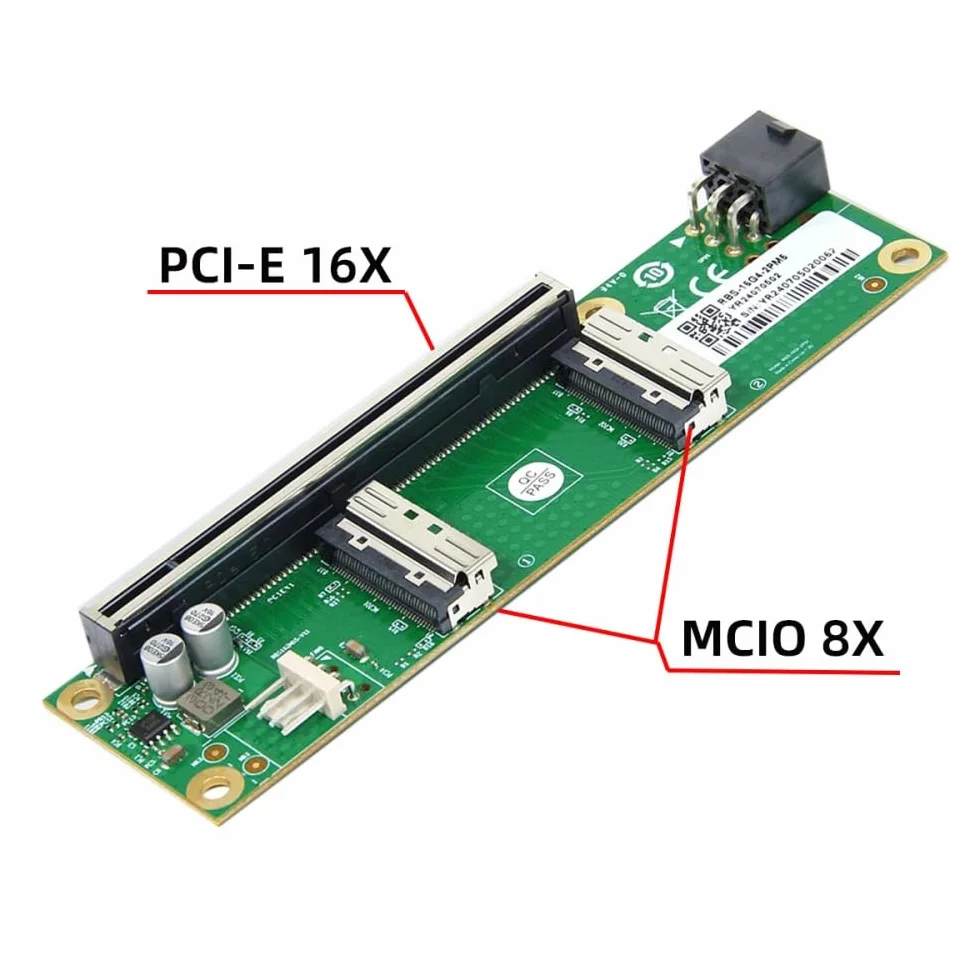 CY Adapter Dual MCIO 8i Mini Cool Edge IO SFF-TA-1016 na PCIE5.0 PCI-Express 16x VROC Adapter do płyty głównej SSD Karta graficzna