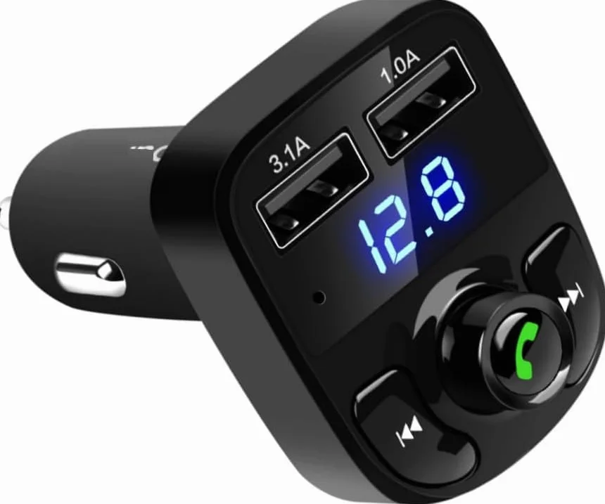 Transmiter FM samochodowy Bluetooth Dual USB ładowarka samochodowa bezprzewodowy odbiornik radiowy wyświetlacz LED
