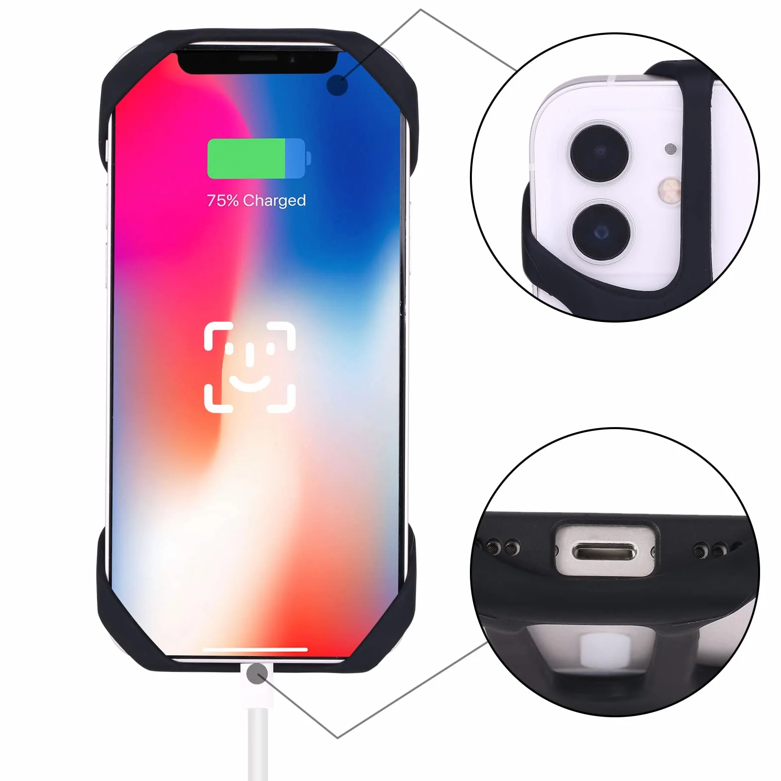 Nadgarstek i opaska 2 w 1: Uniwersalna, do smartfonów do 7 cali Obrót o 360° Kompatybilny iPhone, Samsung, Xiaomi - Czarny