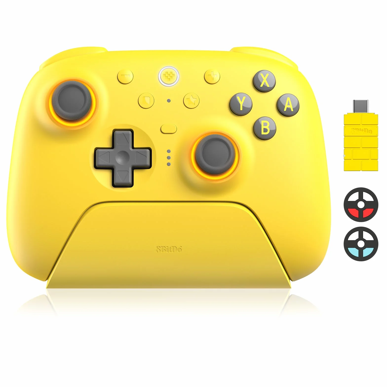 8BitDo Ultimate 2 kontroler Bluetooth z joystickami TMR do Switch, Windows PC, gamingowy z przełączanym efektem pogłosu/dotykowymi wyzwalaczami, pierścieniem ognia RGB, stacją