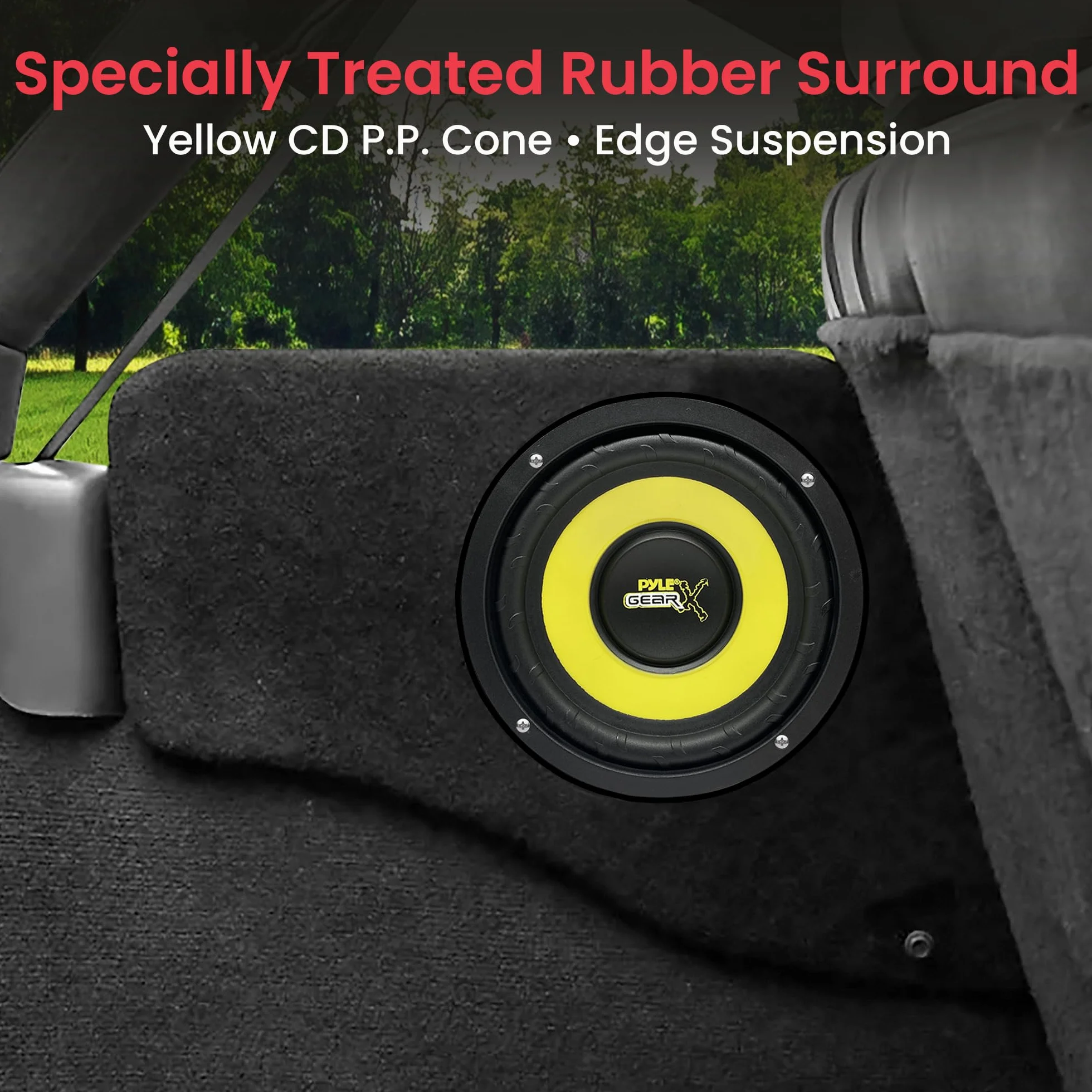 Pyle Car Mid Bass Speaker System, 5" 200W 4 Ohm Auto Mid-Bass Component Poly Woofer Audio Sound Speakers for Car Stereo, 30 Oz Magnet, 2.32” Mount Depth, Cone, High Temp Aluminum Voice Coil (Yellow)