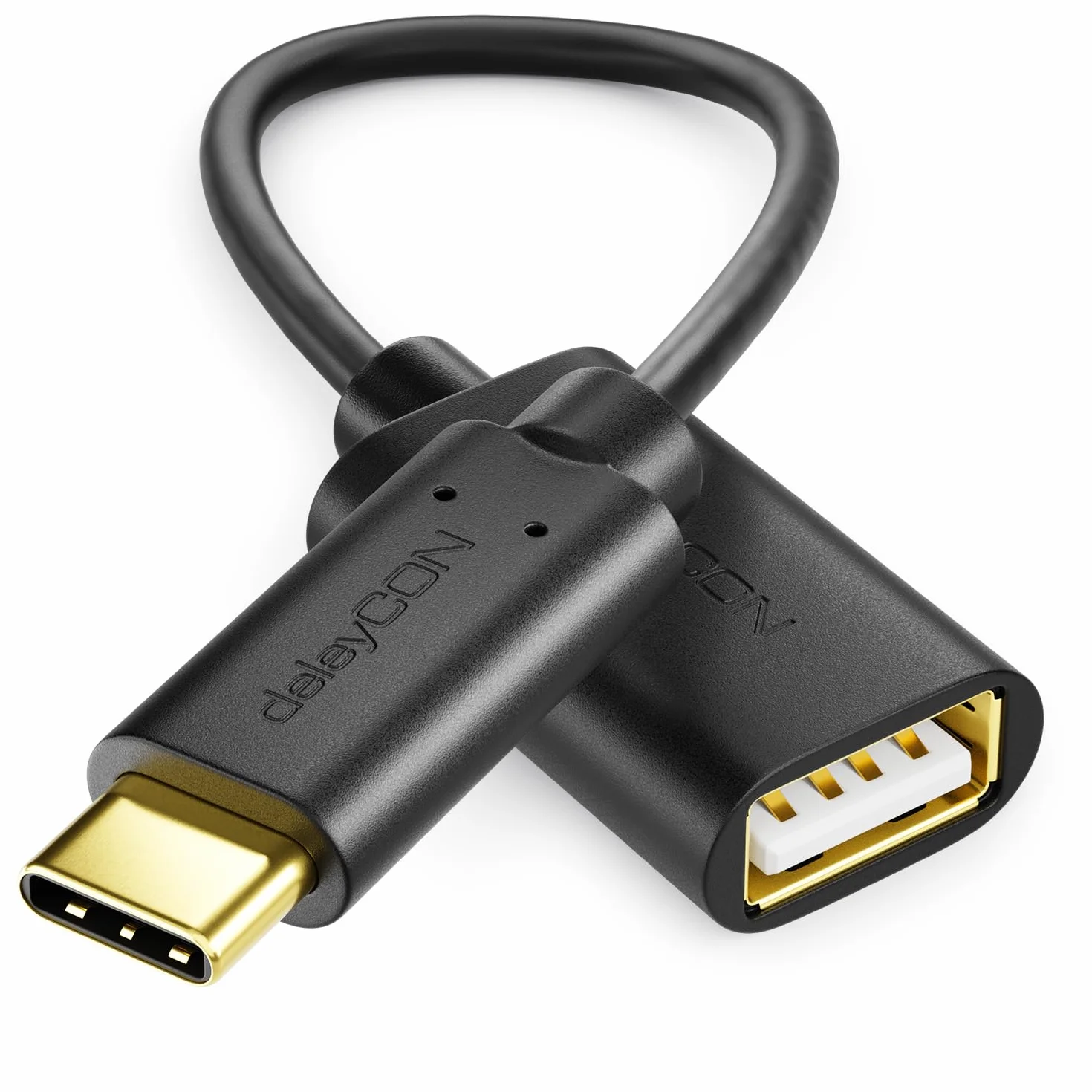 deleyCON 1 Sztuk Adapter USB-C do USB-A - OTG - Wtyczka C do Gniazda A - Kabel Kompatybilny z iPhone 17 16 Pro Max/15 Max, IPad, MacBook Pro/Air, Galaxy S25/S25/S24, Komputer, Notebook