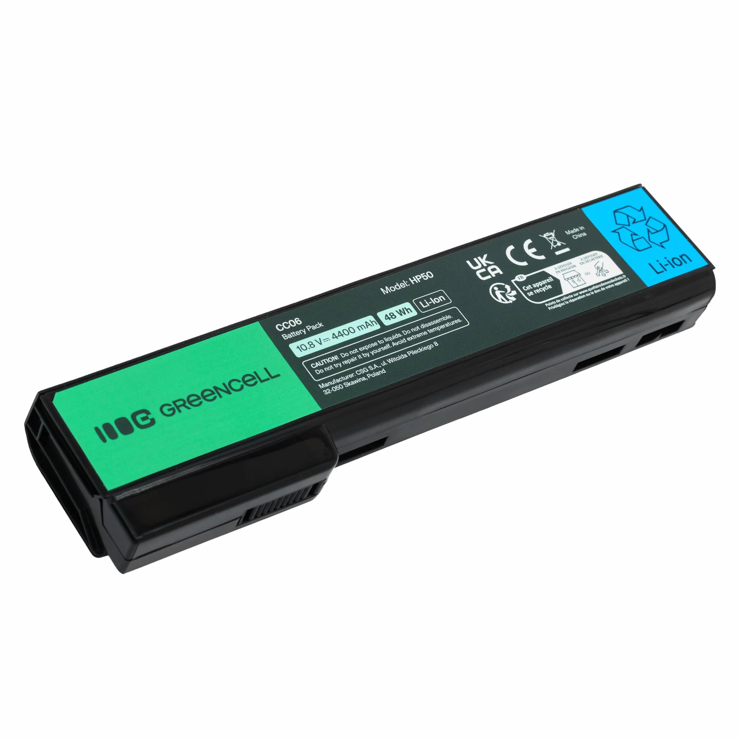 Green Cell Bateria HP CC06 CC06XL CC09 628664-001 628666-001 do Laptopa HP EliteBook 8460p 8460w 8470p 8470w 8560p 8570p ProBook 6360b 6460b 6465b 6470b 6560b 6565b 6570b 6475b (4400mAh 10.8-11.1V)