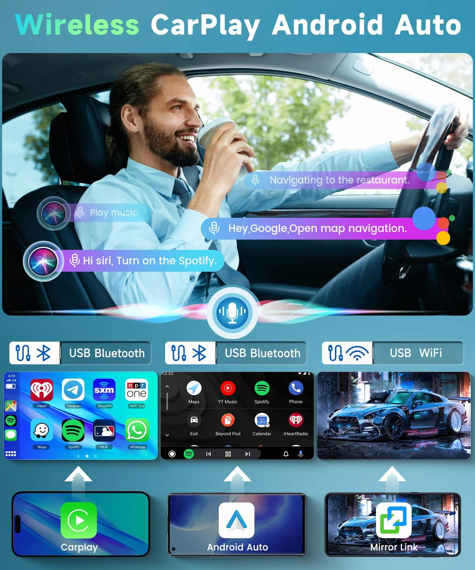 Radio samochodowe podofo 9" do Volvo XC90 2004-2013 Wireless Carplay z systemem Android, Android 13, radio 2 DIN, z Bluetooth, WiFi, GPS, HiFi, RDS/FM + kamera cofania AHD, DVR/Canbus