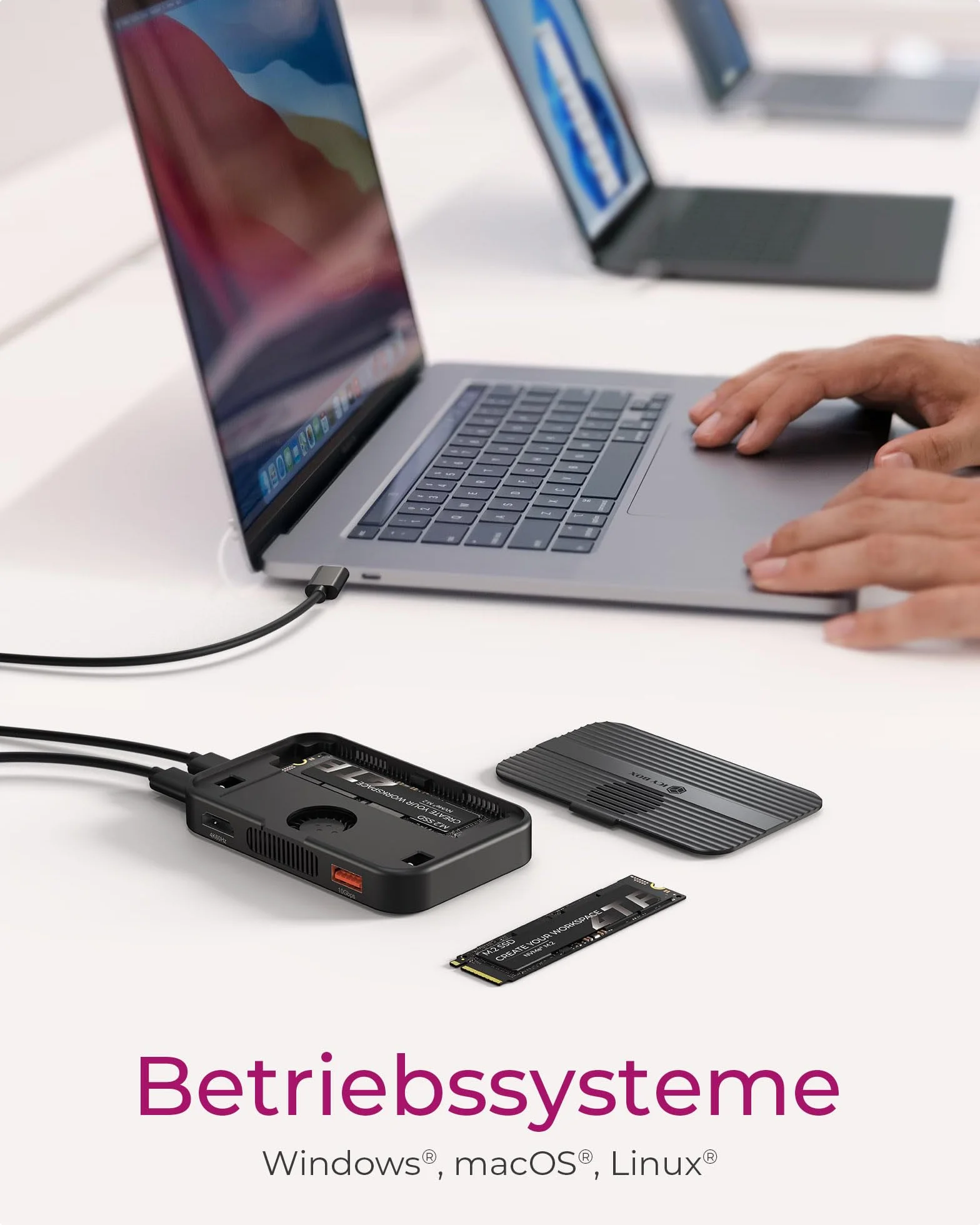 ICY Box USB-C DockingStation M.2 SSD/NVMe i SATA Obudowa USB 3.2 (10 GB/s) bez narzędzia HDMI 4K Power Delivery czytnik kart 100 W Zewnętrzna wtyczka & Play Czarny IB-DK4071M-CU31