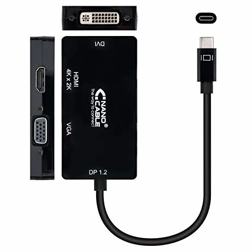 Konwerter USB-C na VGA/DVI/HDMI (3 w 1), Kolor Czarny