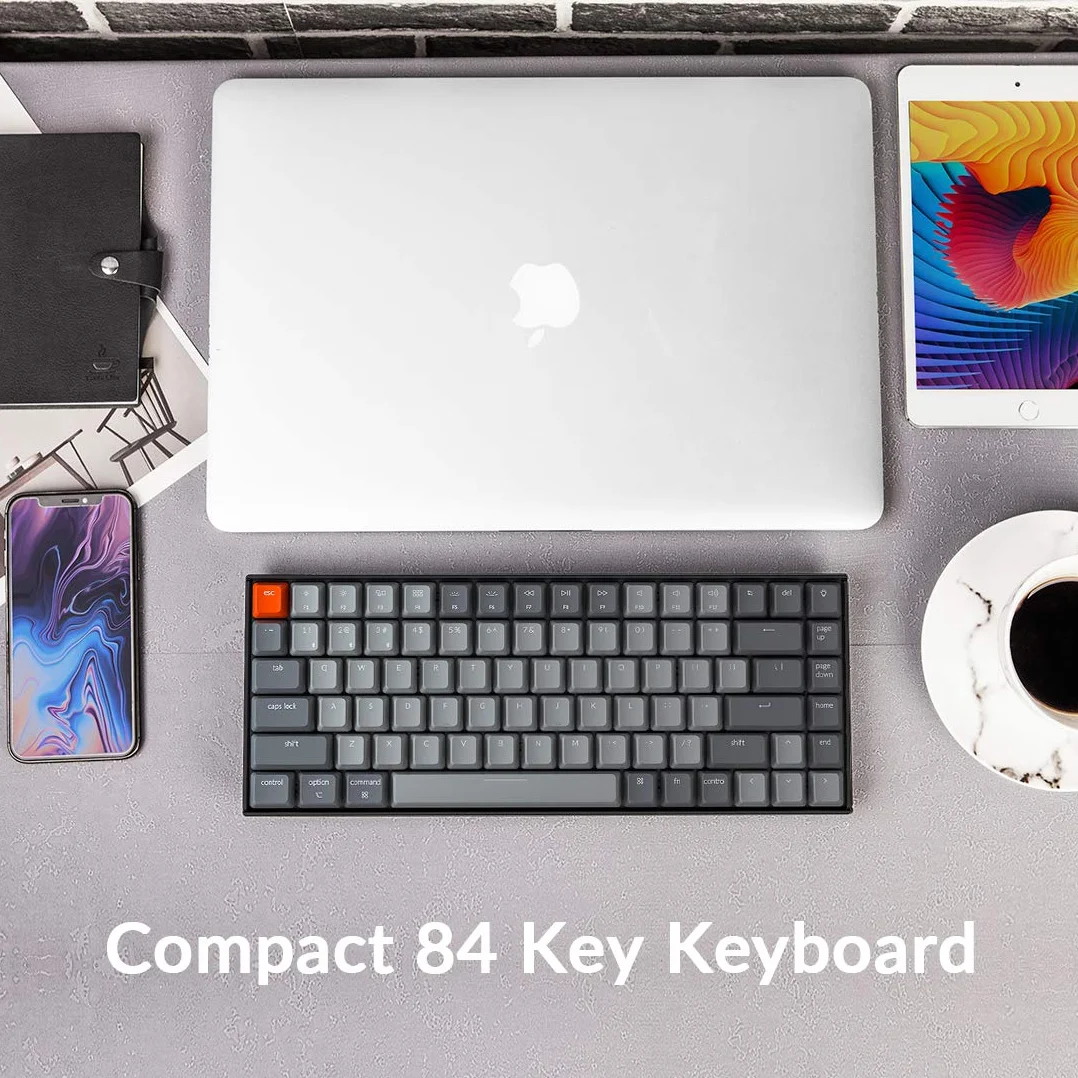 Keychron - K2 Wireless Mechanical Keyboard - Bezprzewodowa Klawiatura Mechaniczna Białe Brown