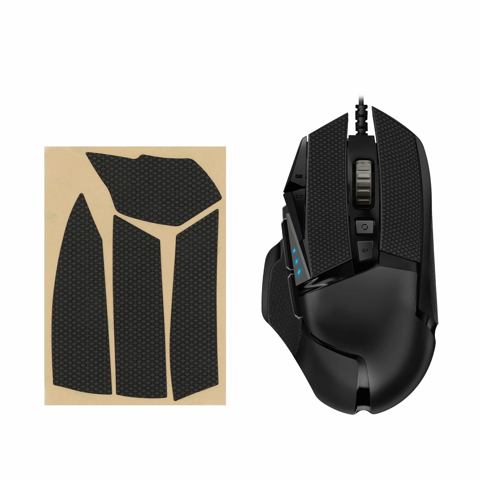 kwmobile Taśma chwytna na mysz kompatybilna z Logitech G502 Grip Tape - antypoślizgowa sztuczna skóra - czarna