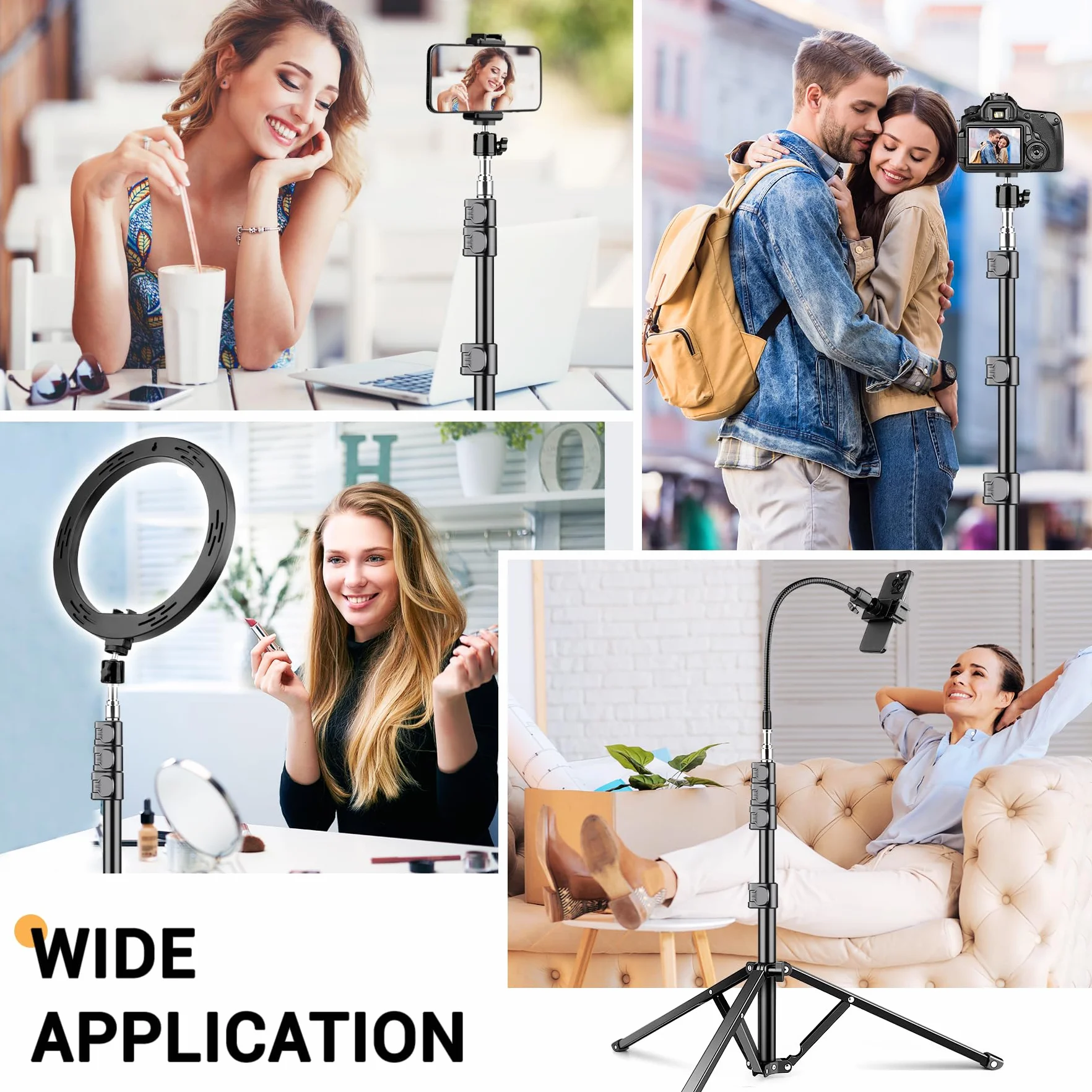 Victiv 224 cm Wysoki statyw do smartfonów, aluminiowy statyw do telefonów z regulowaną szyjką, pilotem, uchwytem telefonu, statywem aparatów fotograficznych lustrzanek cyfrowych Canon