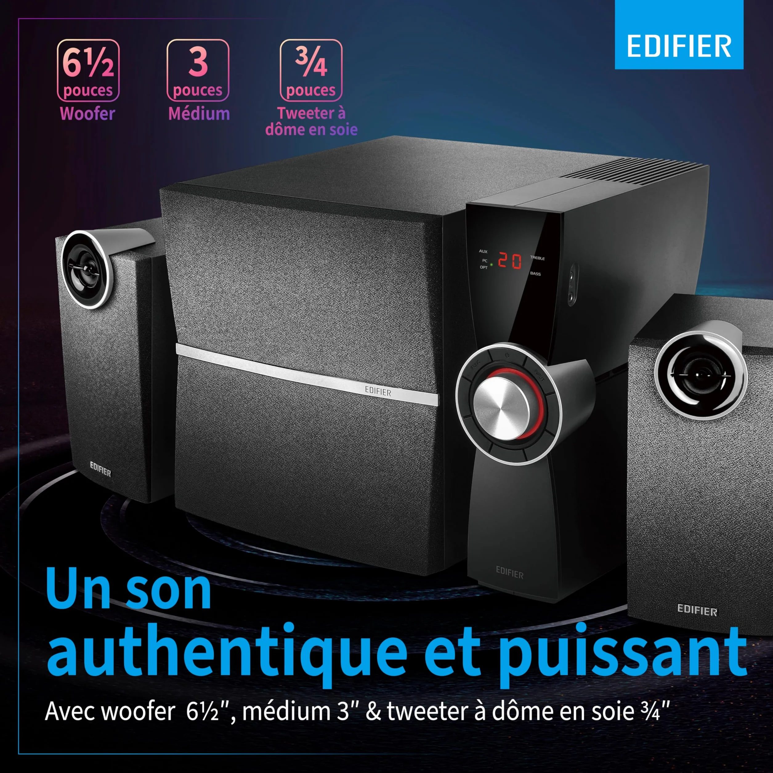 Edifier C2XD System Głośników, Czarny, 53 W