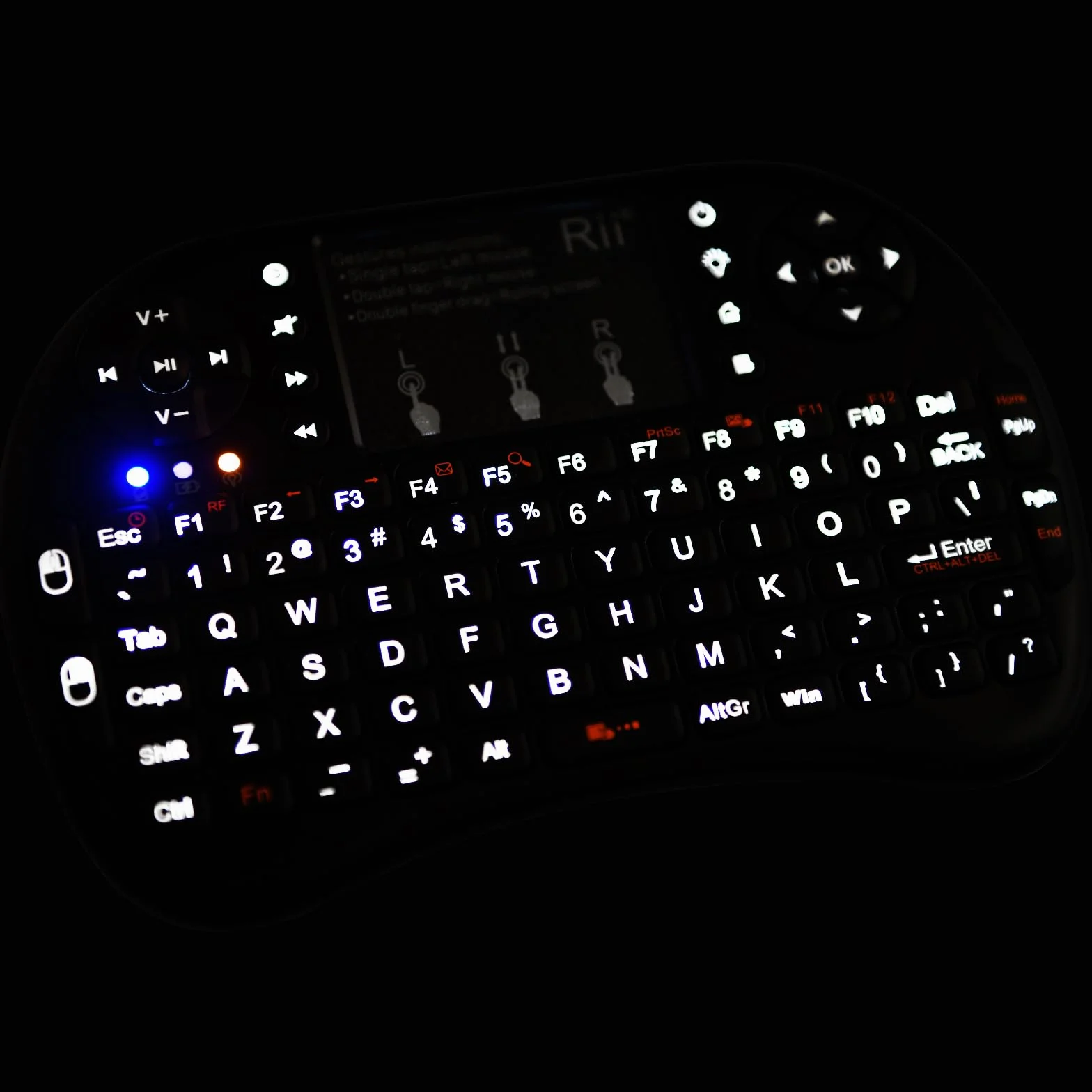 Rii i8+ bezprzewodowa klawiatura 2,4 GHz z myszą Touchpad - czarna