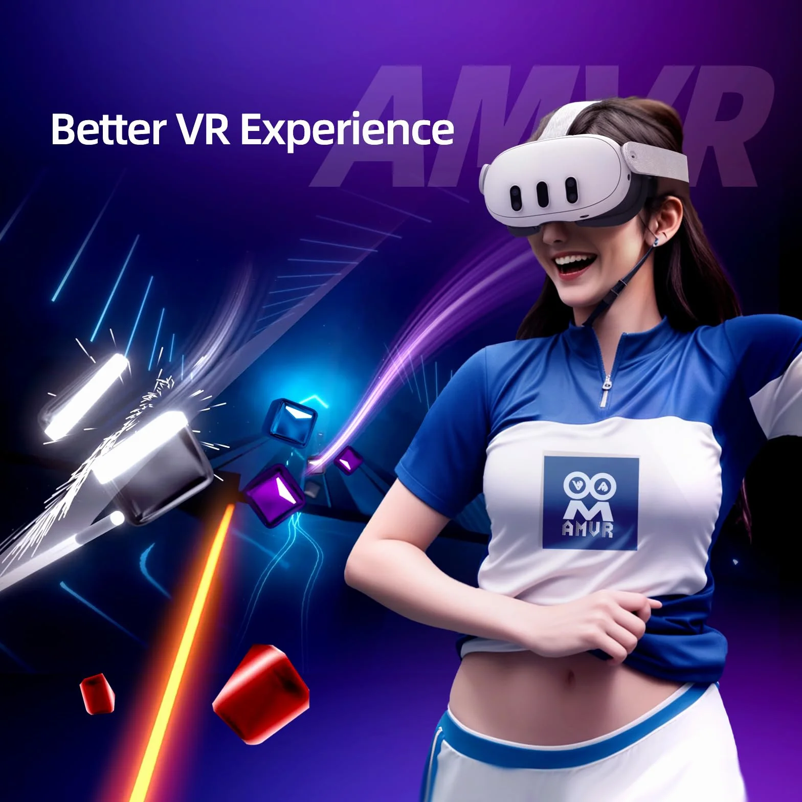 Osłona twarzy AMVR kompatybilna z akcesoriami do zestawu słuchawkowego Meta/Oculus Quest 3, wygodna silikonowa poduszka na twarz pasująca do interfejsu twarzy, odporna na pot maska VR (czarna)