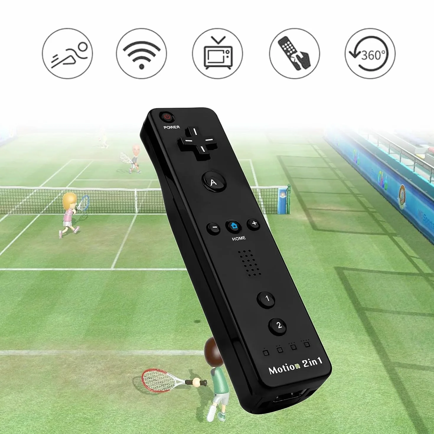 TechKen zestaw 2 sztuk kontrolerów Wii lewostronnych z Motion Plus, pilot Wii Remote z silikonową osłoną i opaską na rękę