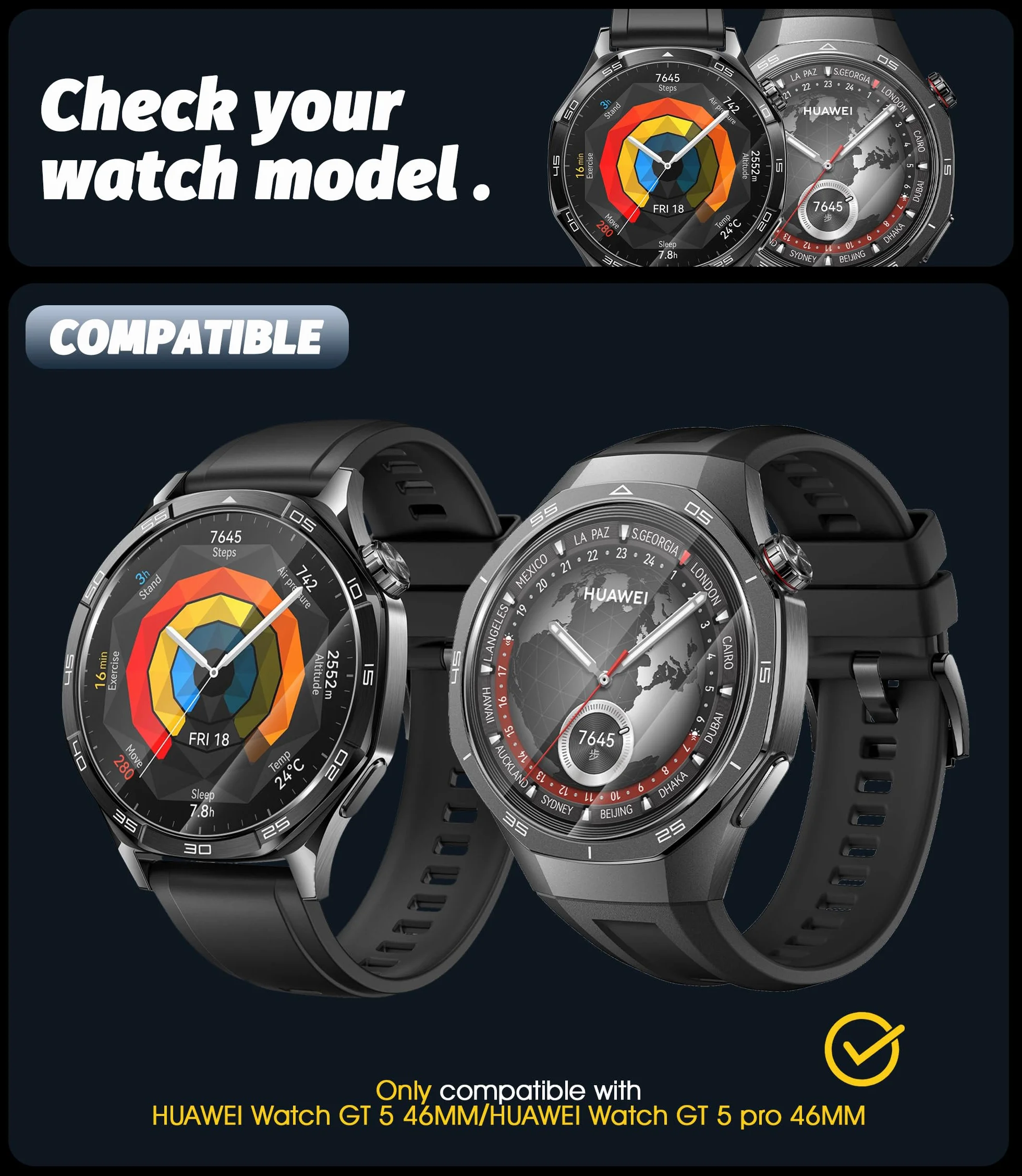 NEWZEROL 4 sztuki folii ochronnej do Huawei Watch GT 5 / GT5 Pro 46 mm, 2.5D Arc Edges 9H szkło odporne na zarysowania bez pęcherzyków powietrza folia ochronna na wyświetlacz szkło ochronne