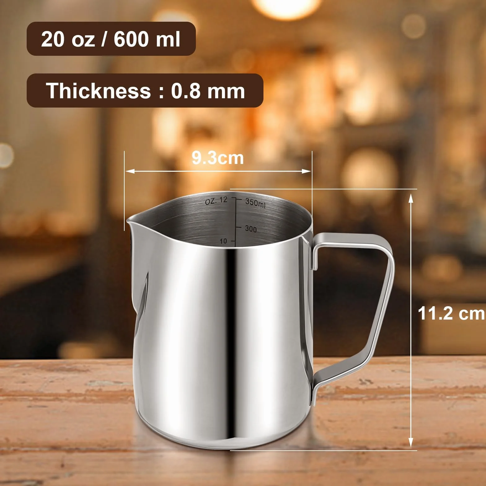 Dzbanek do spieniania mleka do ekspresu do kawy, 600 ml, dzbanek na mleko ze stali nierdzewnej 304, z dekoracyjnym długopisem artystycznym, metalowe akcesoria baristy, do cappuccino, latte i espresso