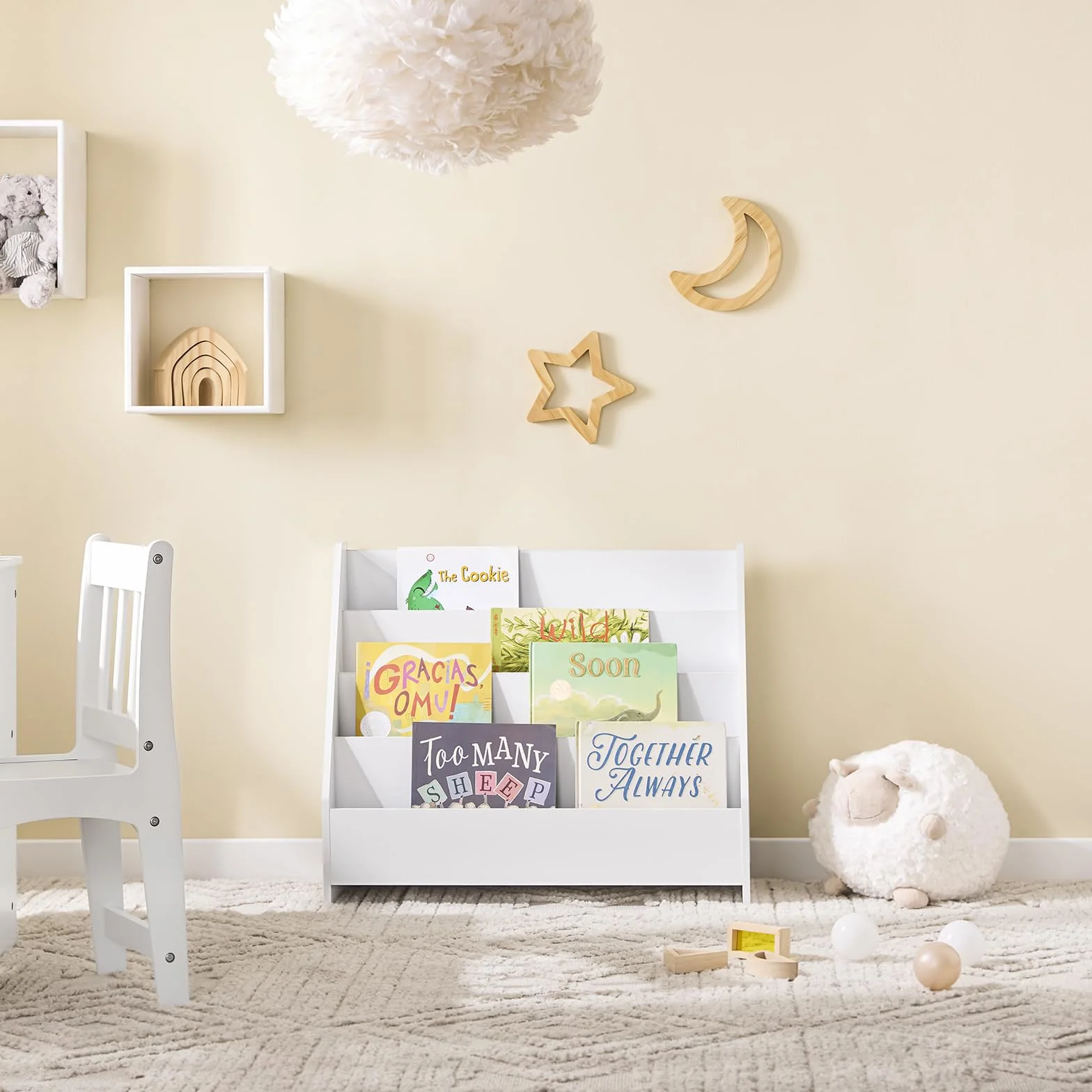 SoBuy KMB32-K-W regał na książki dla dzieci biały 70x60x30 cm