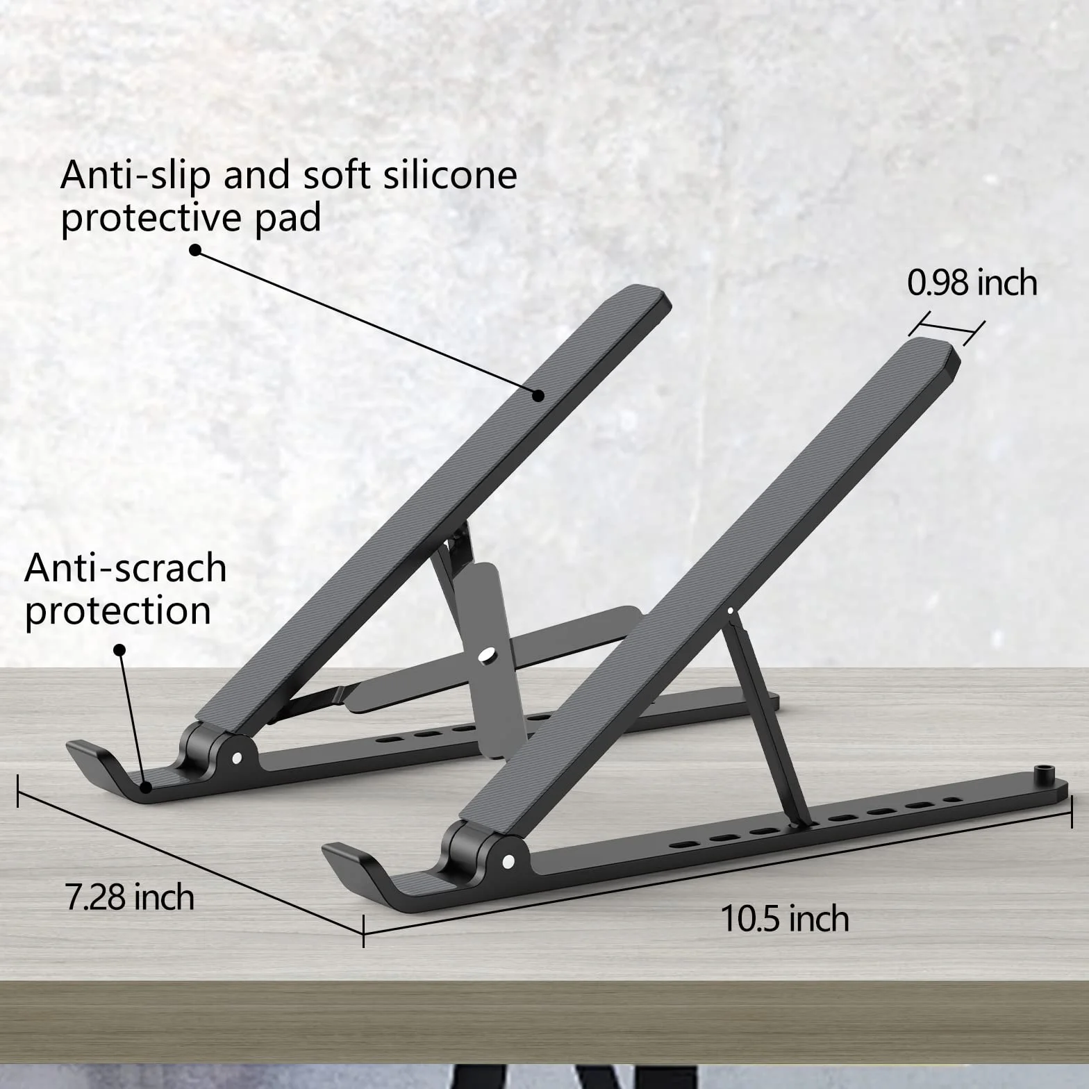 Stojak na Laptopa, Podstawka do Laptopa, Regulowany Laptop Stand ABS+Silikonowy, Składany Przenośny Uchwyt na Laptopa, Wentylowany Chłodzący Stojak na Notebooka do Laptopów 10–15,6 Cala, Tablet